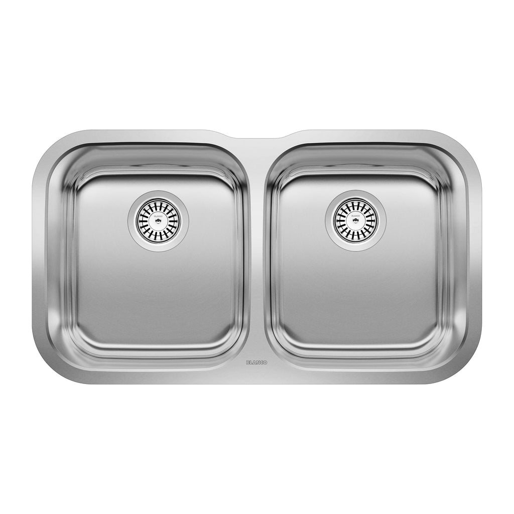 Blanco Essential 31" 50/50 Double Bowl Undermount Stainless Steel Kitchen Sink