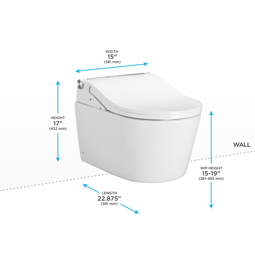 TOTO Washlet+ Rp Wall Hung D Shape Toilet with Rw Bidet Seat and Duofit In Wall 1.28 and 0.9 GPF Auto Dual Flush Tank System