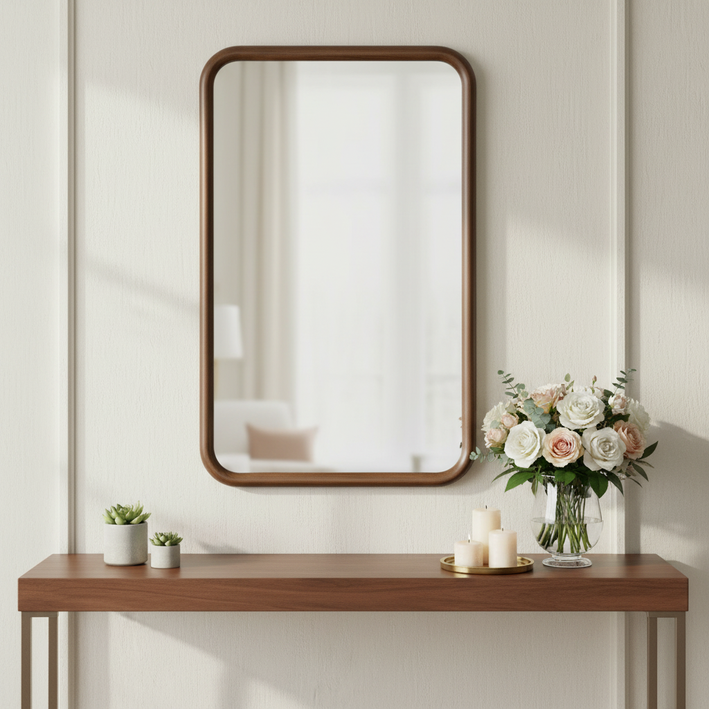 Renwil Dickens 32" Tall Rectangle Wall Mirror - Brown