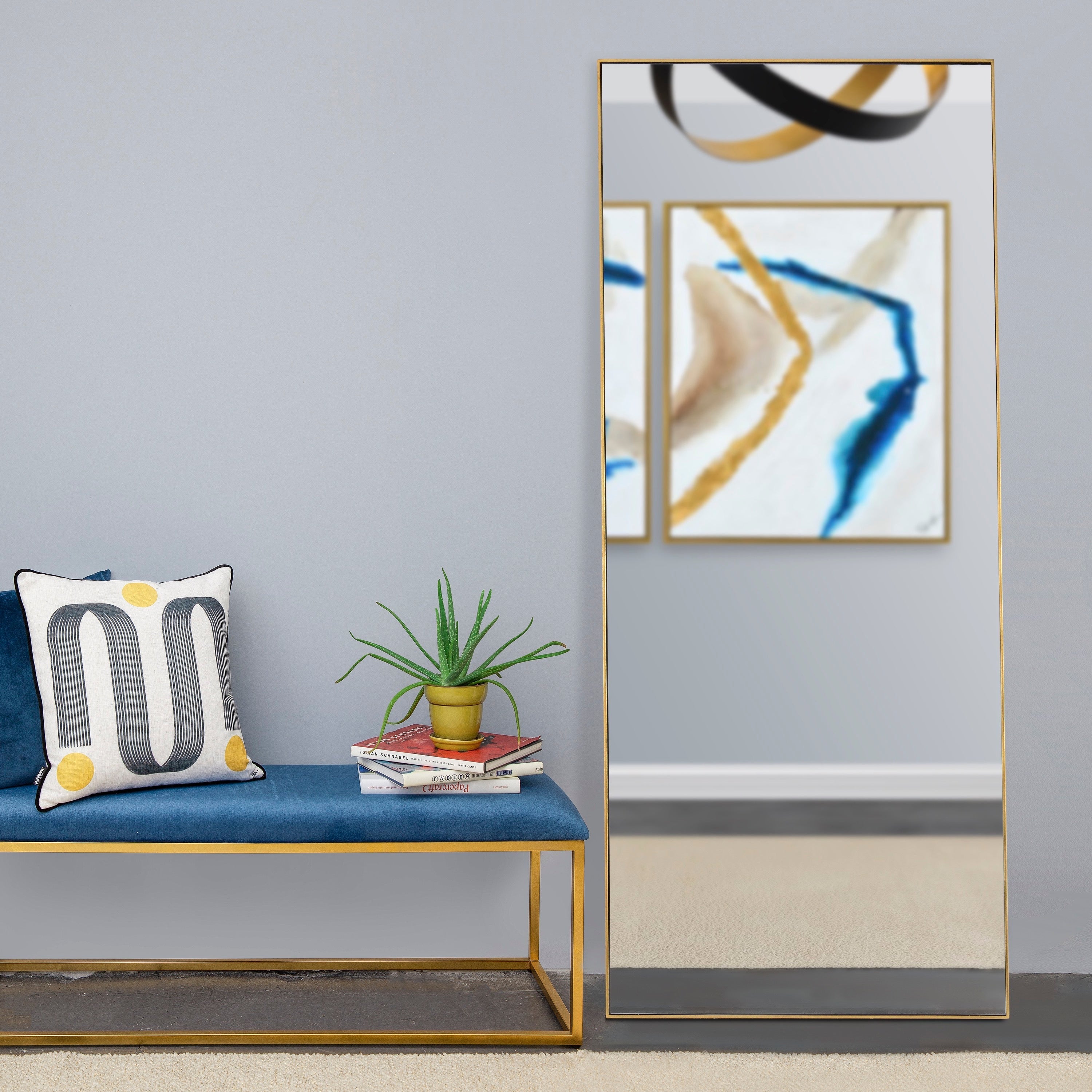 Renwil Crosland 72" Tall Rectangle Wall Mirror - Yellow