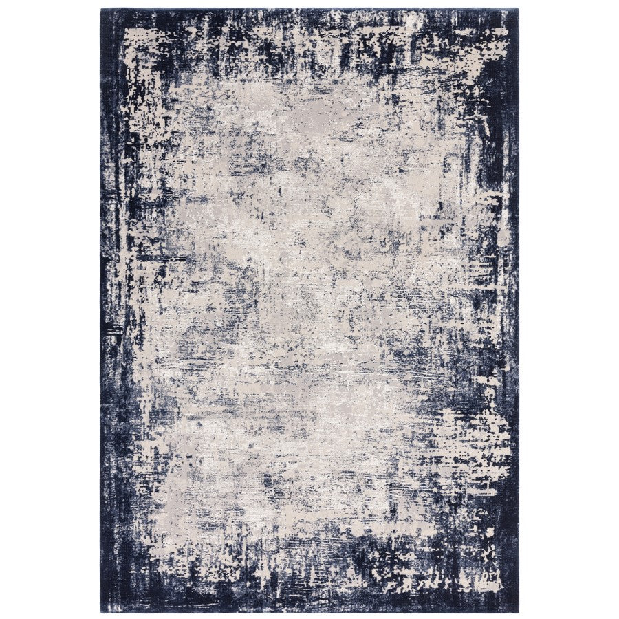 Large Navy Distressed Rug 340 x 240 cm – Modern Border Area Rug for Living Room – Kuza
