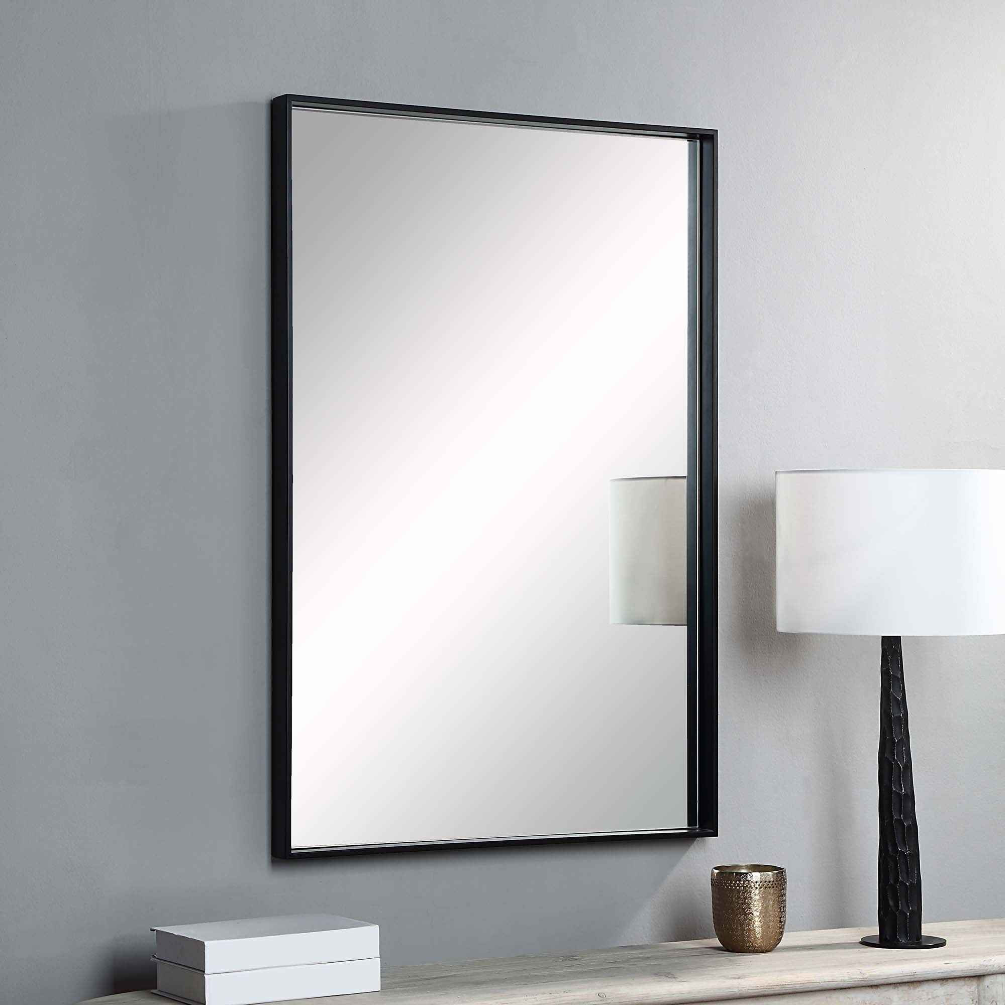 Renwil Annalise 45" Tall Rectangle Wall Mirror - Black