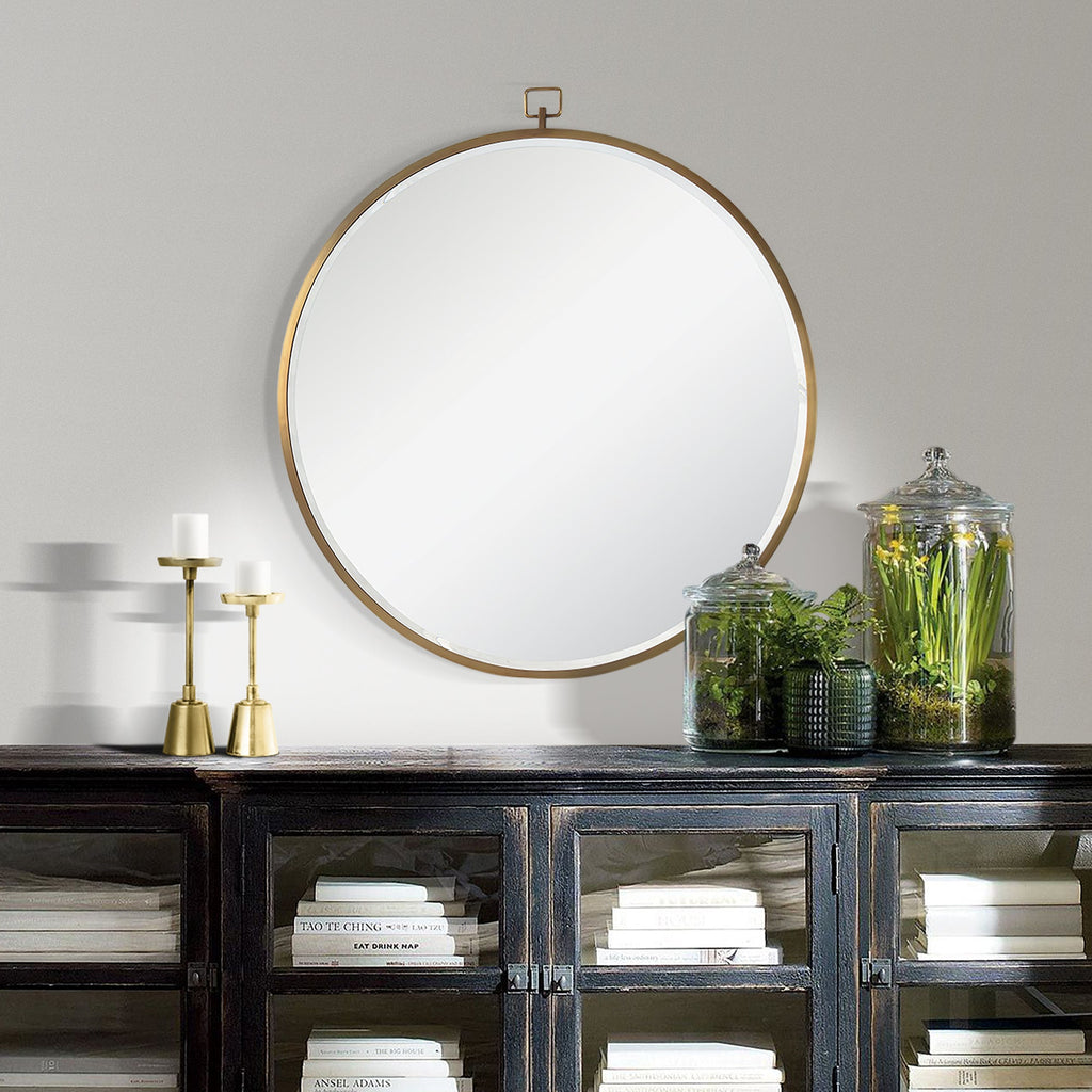 Renwil Azam 34" Tall Round Wall Mirror - Yellow