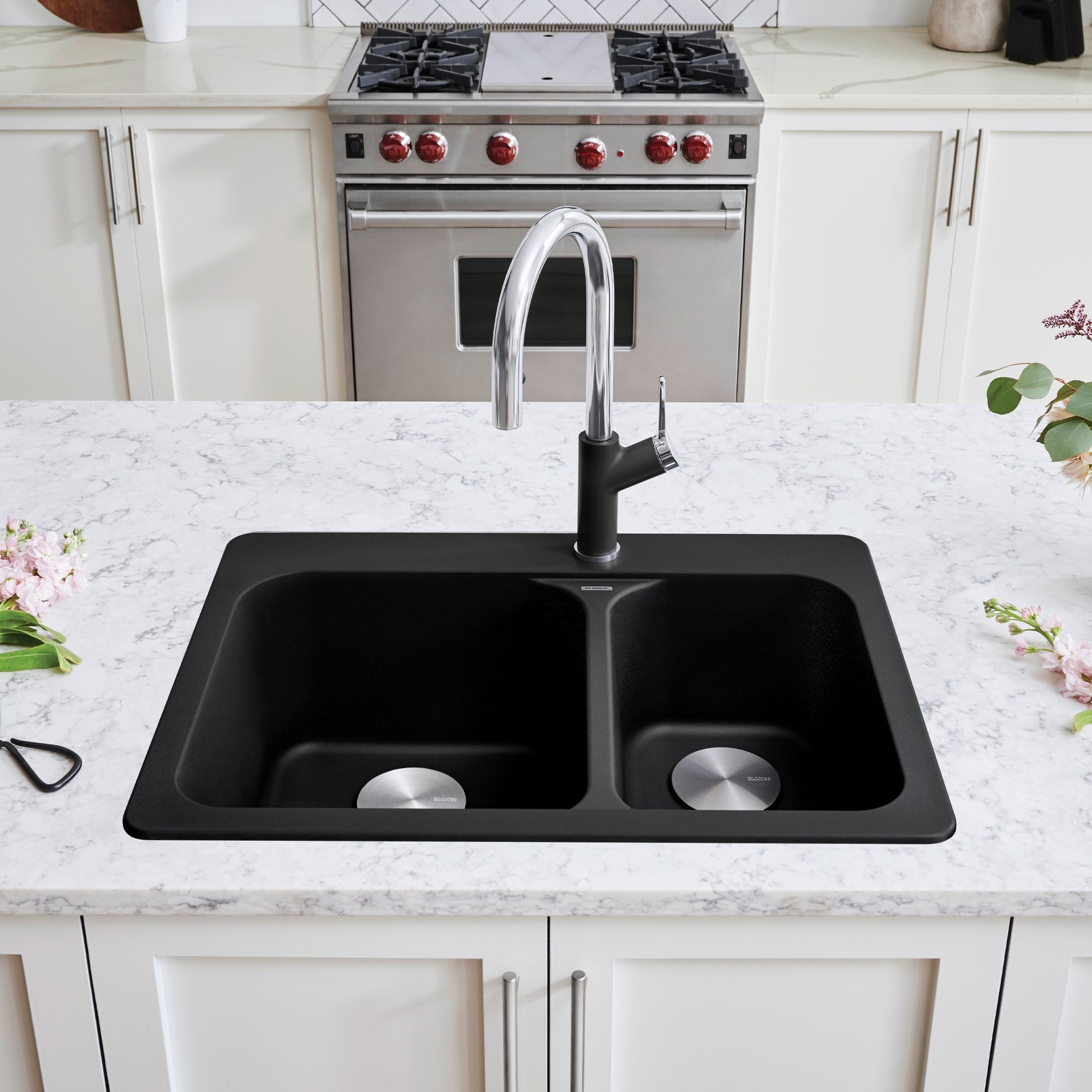 Blanco Vision Silgranit 27.5" 70/30 Double Bowl Dual Mount Kitchen Sink