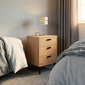 Leon 3 Drawer Bedside Table – Medium Oak Effect Wooden Nightstand with Storage