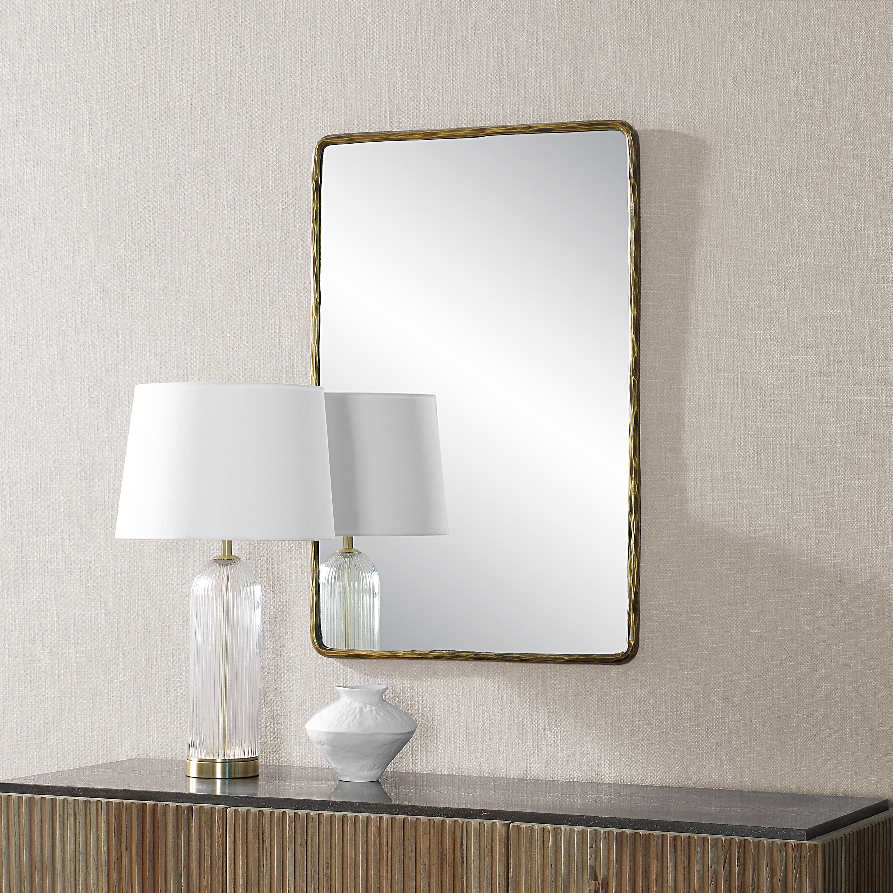 Renwil Ivory 36" Tall Rectangle Wall Mirror - Yellow