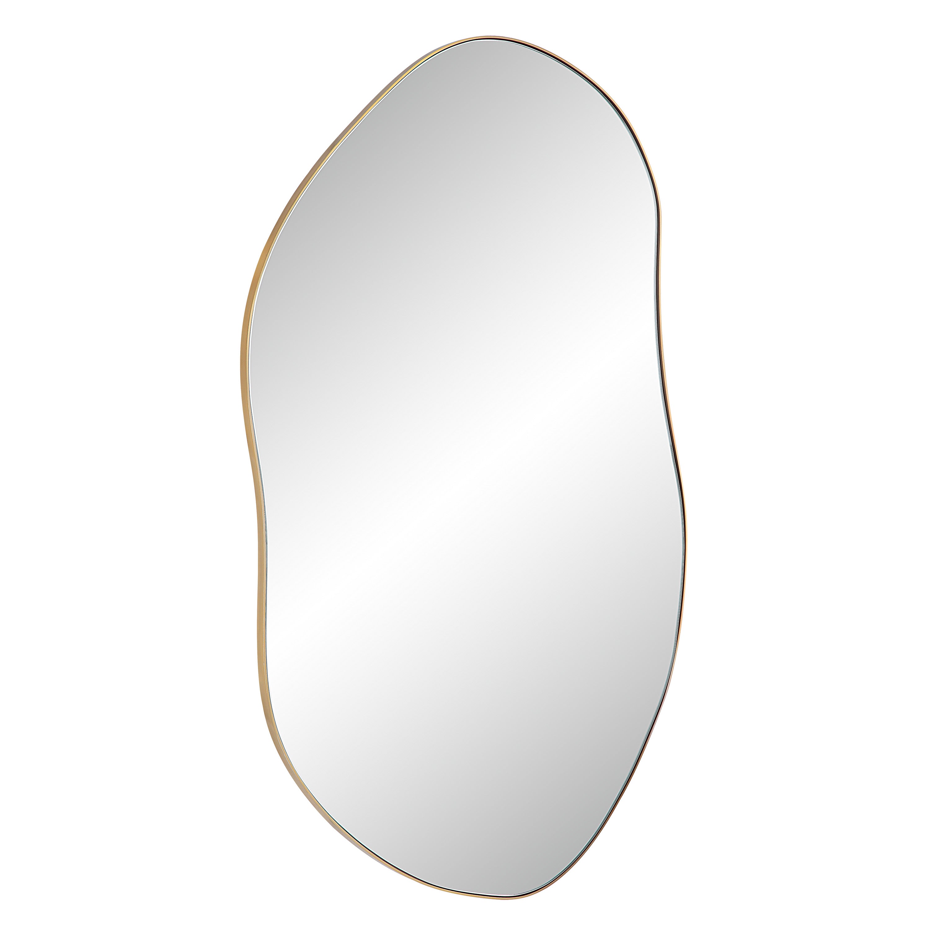 Renwil Noria 45" Tall Irregular Rectangular Oval Mirror - Burnished Brass
