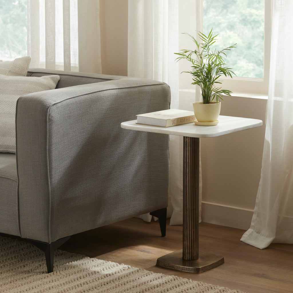Renwil Allard Indoor Cast Aluminum Side Table - Antique Brass