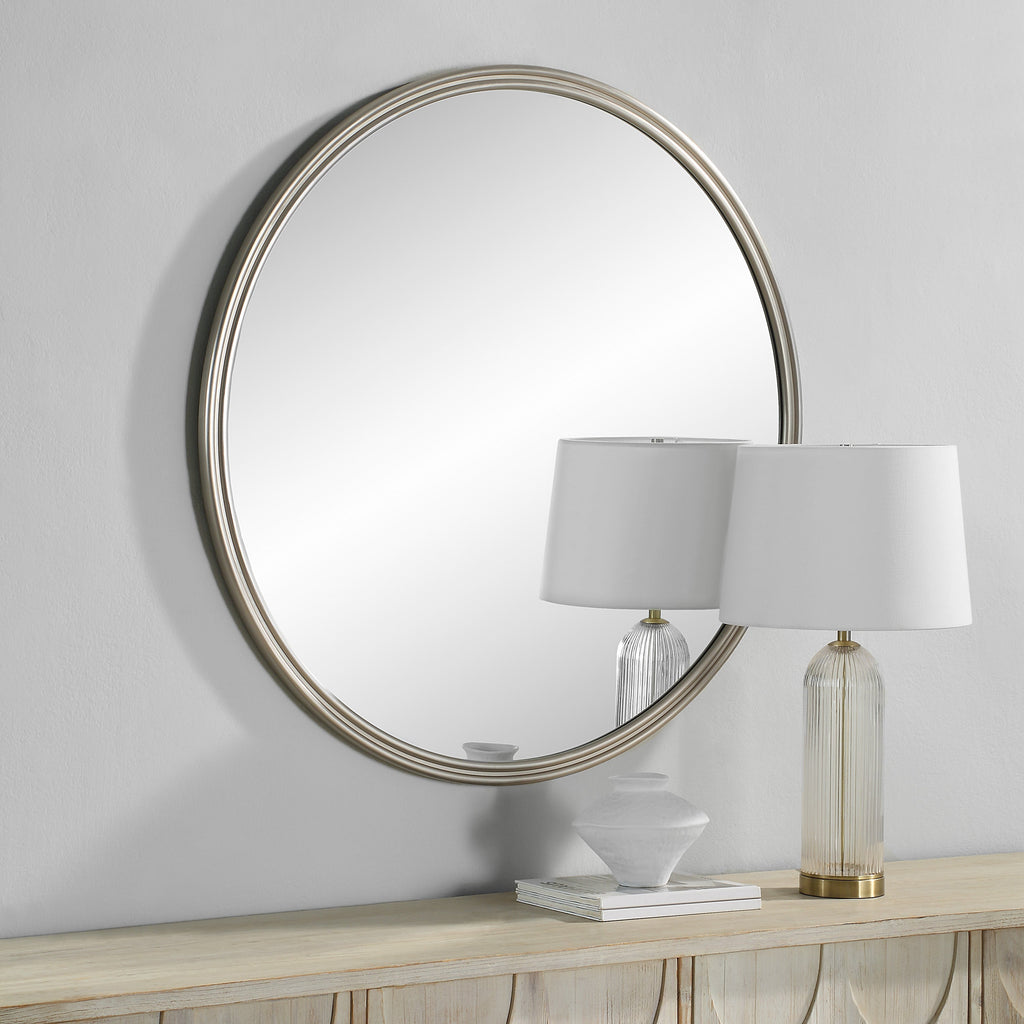 Renwil Oltimo 40" Tall Round Wall Mirror - Grey