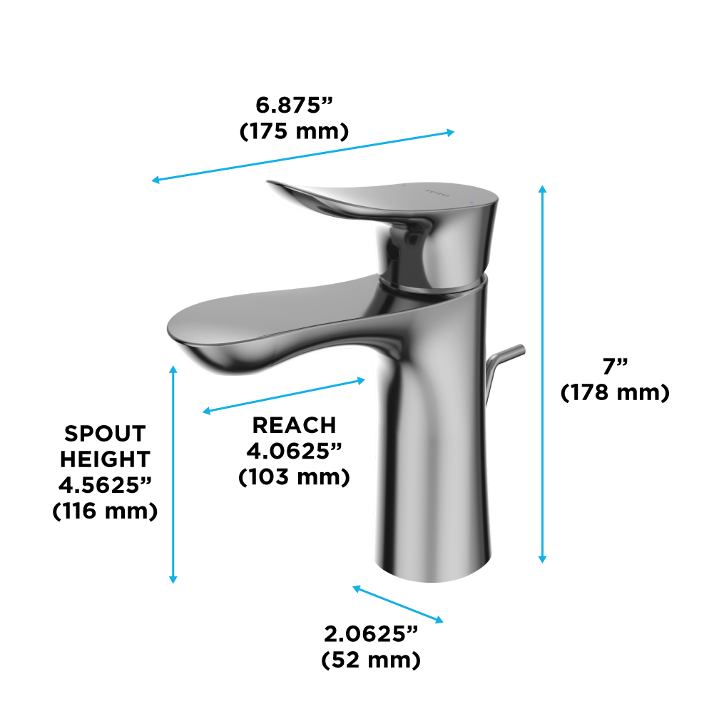 TOTO GO Series 1.2 GPM Single Handle Bathroom Sink Faucet with Comfort Glide Technology and Drain Assembly