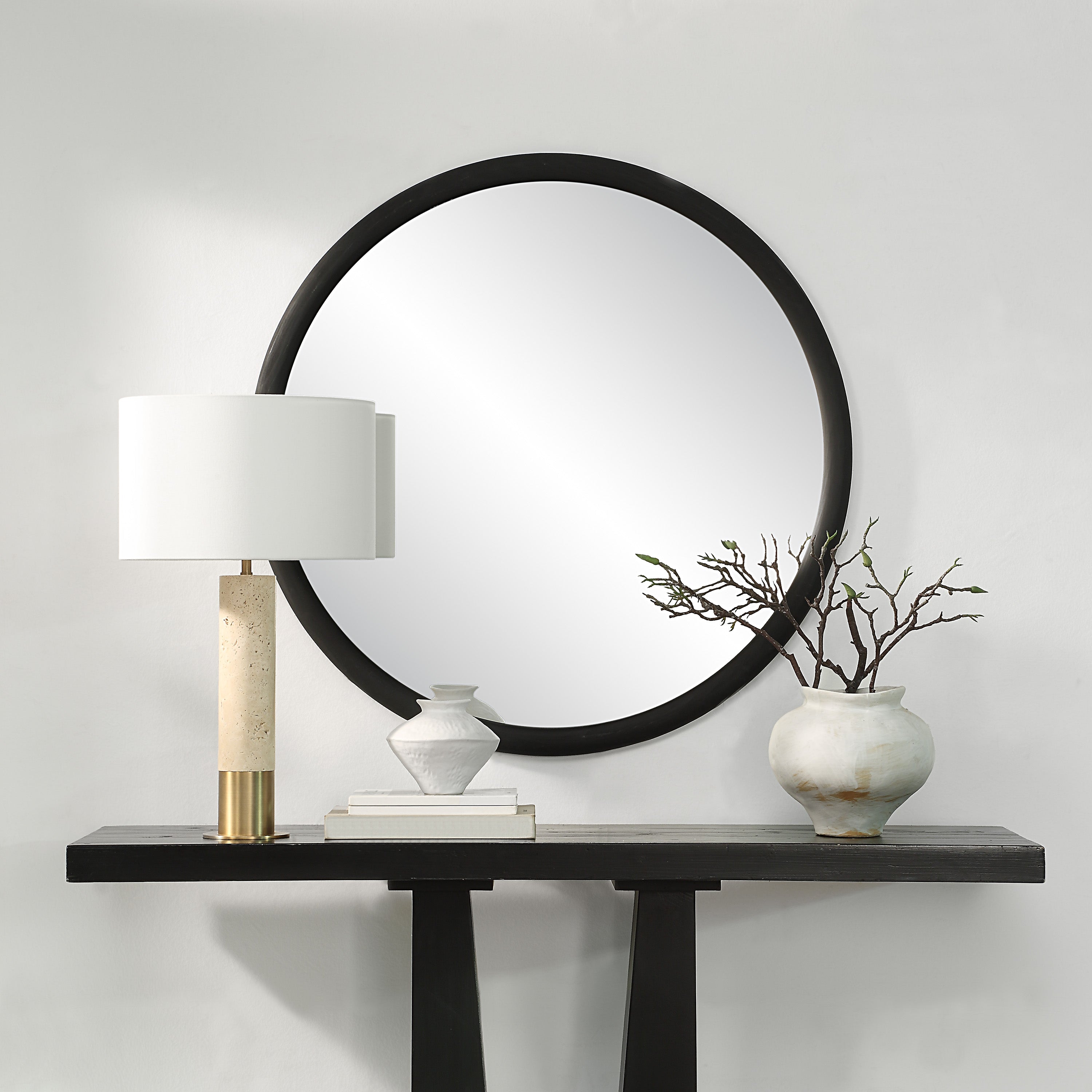 Renwil Olica 40" H x 40" W Wall Mirror - Black