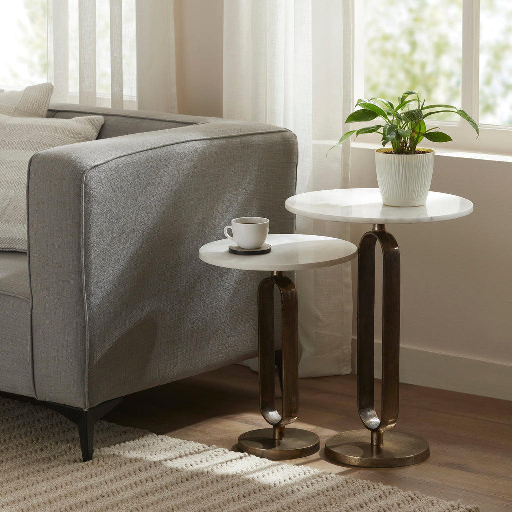 Renwil Irene Indoor Cast Aluminum Side Table - Antique Brass