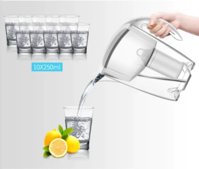 Activated Carbon Filter Kettle Water Purifier, 2.5L Capacity Glass Kettle with Carbon Filter – White
