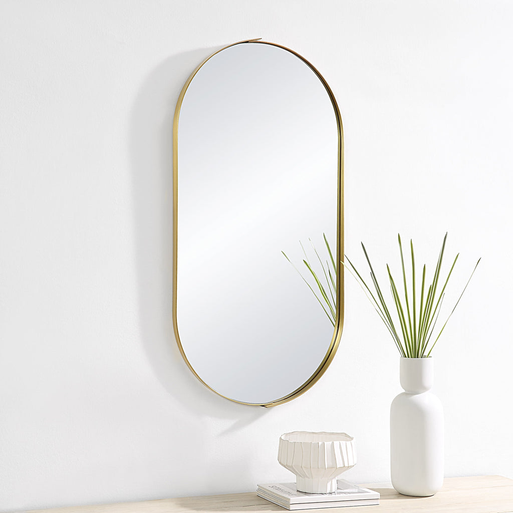 Renwil Aleah 40" Tall Oval Wall Mirror - Yellow