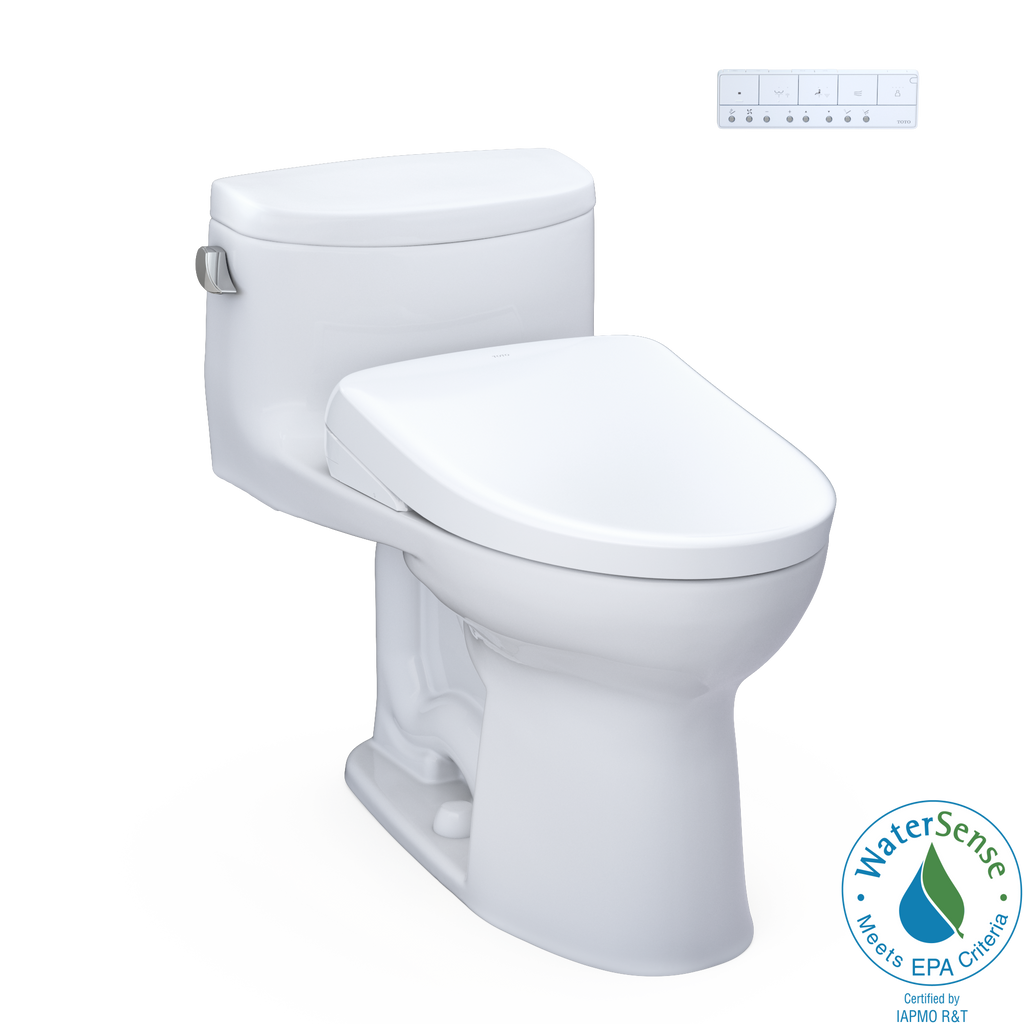 TOTO Washlet+ Supreme II One Piece Elongated 1.28 GPF Toilet and Washlet+ S7A Contemporary Bidet Seat