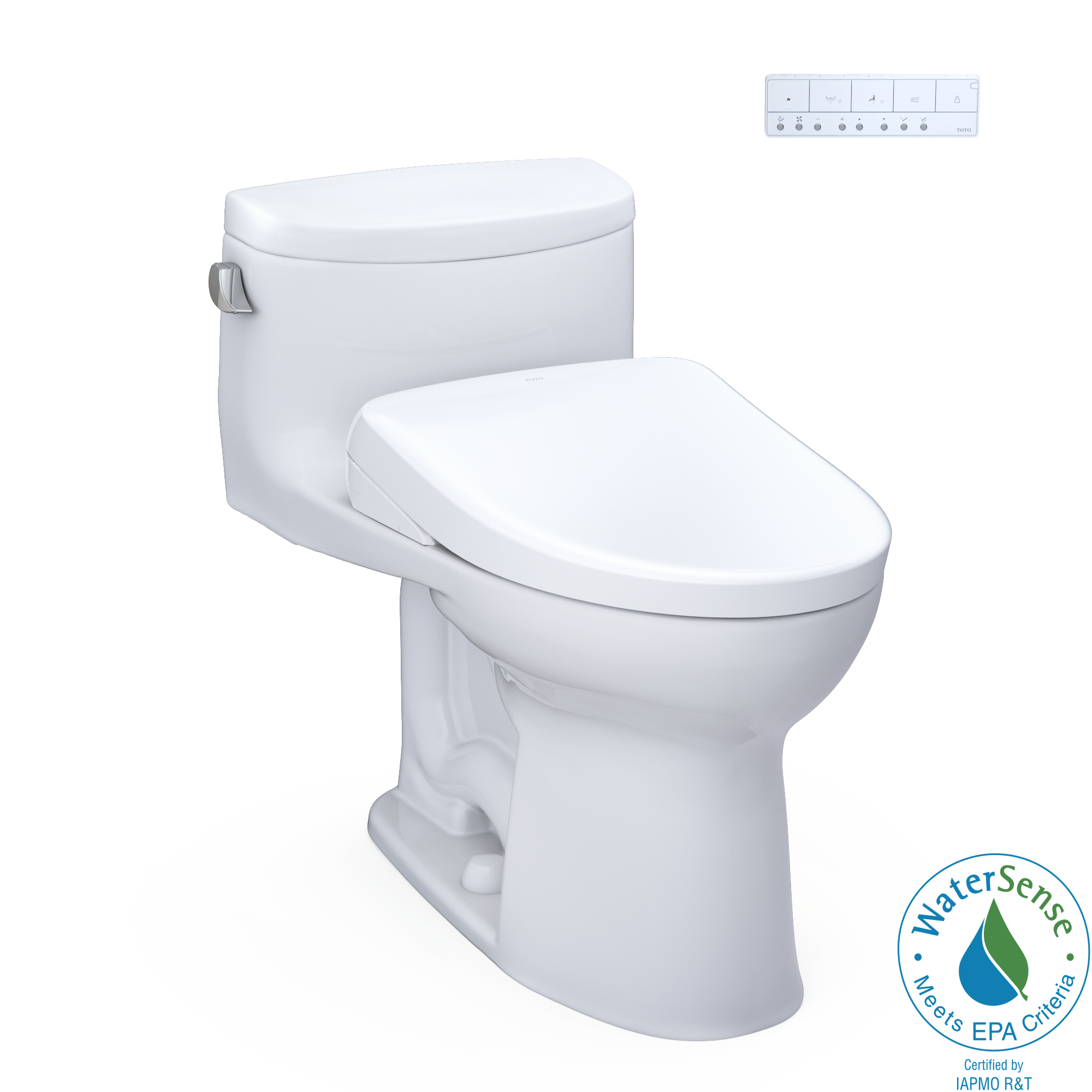 TOTO Washlet+ Supreme II One Piece Elongated 1.28 GPF Toilet and Washlet+ S7 Contemporary Bidet Seat