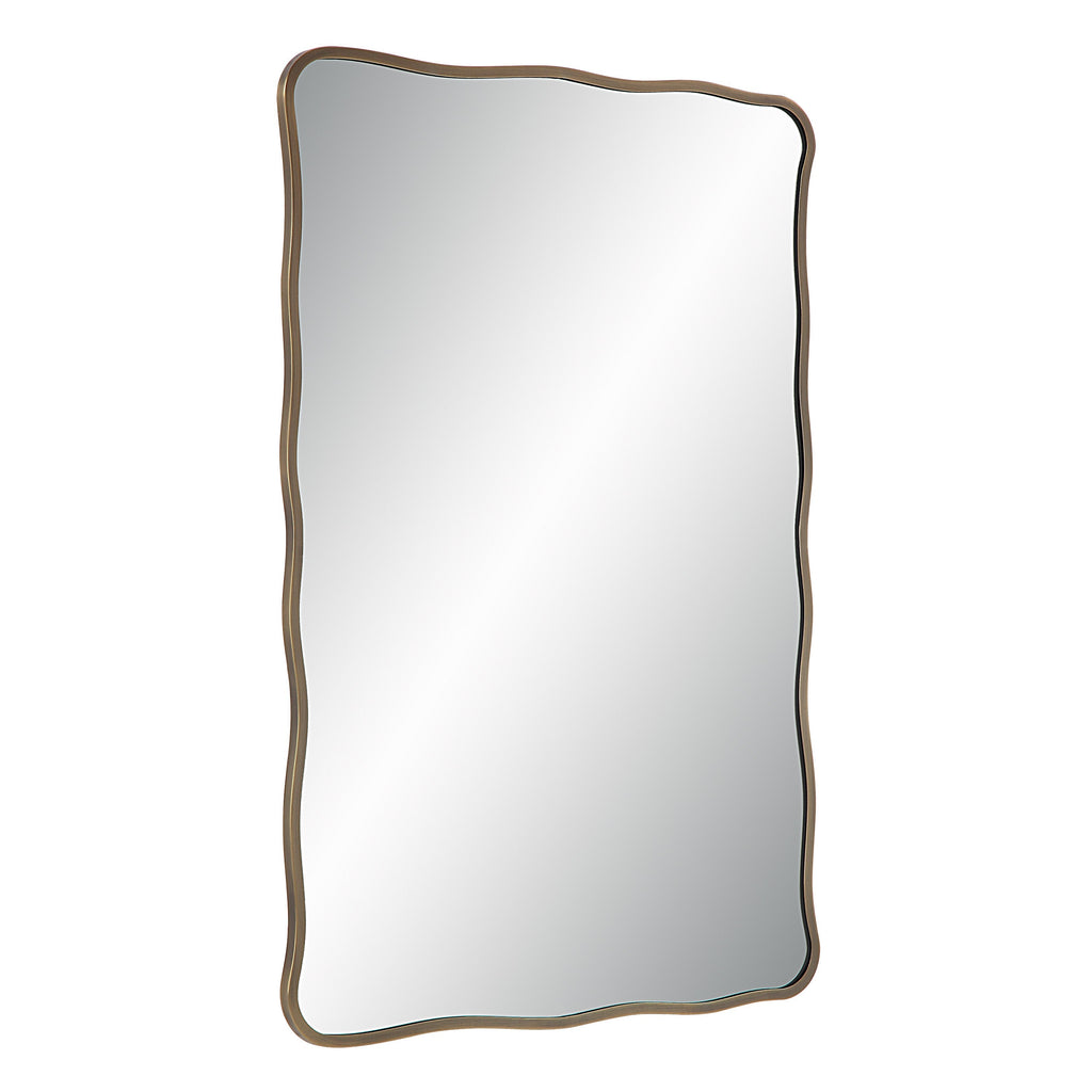 Renwil Basel 36" Tall Rectangular Irregular Mirror - Antique Brushed Brass