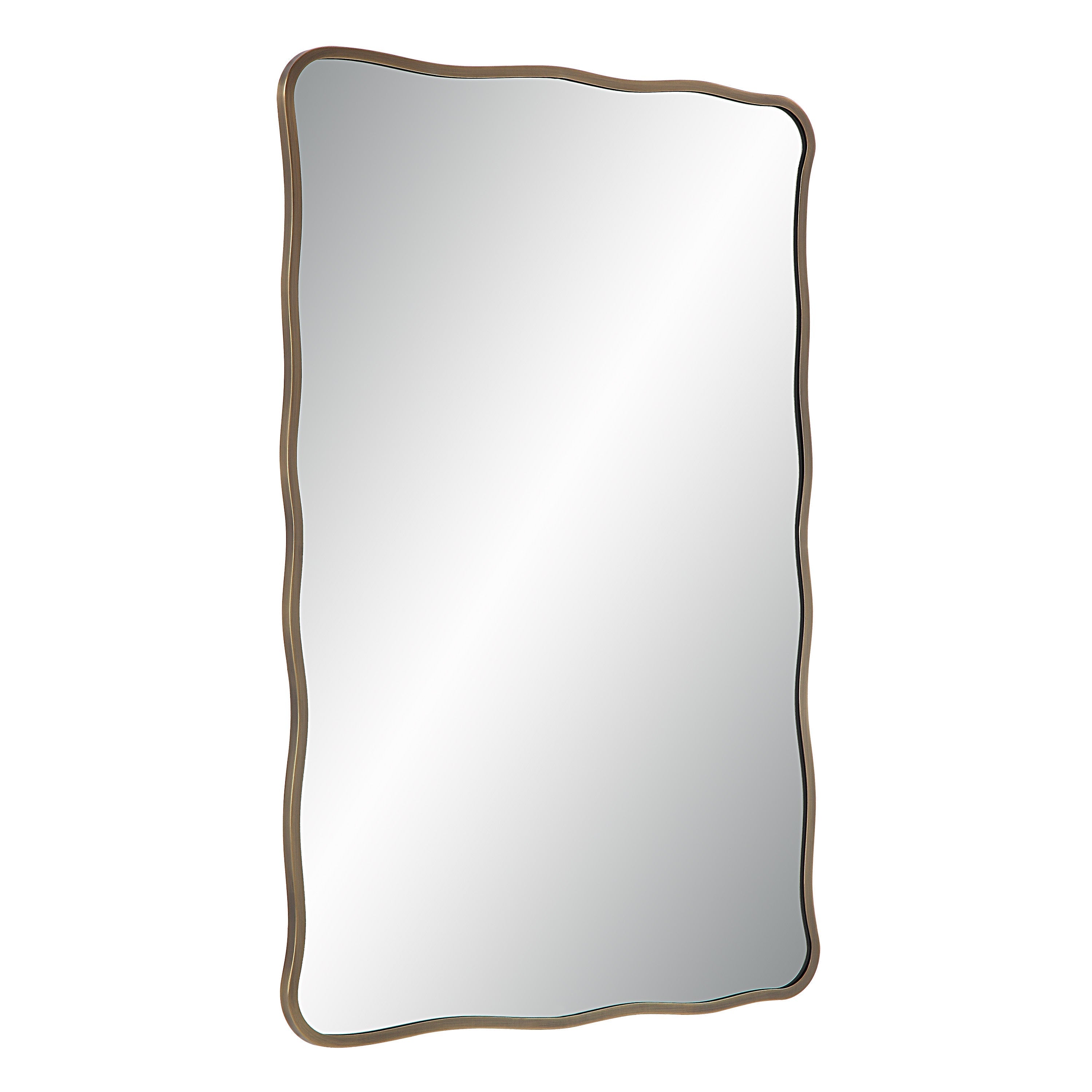Renwil Basel 36" Tall Rectangular Irregular Mirror - Antique Brushed Brass