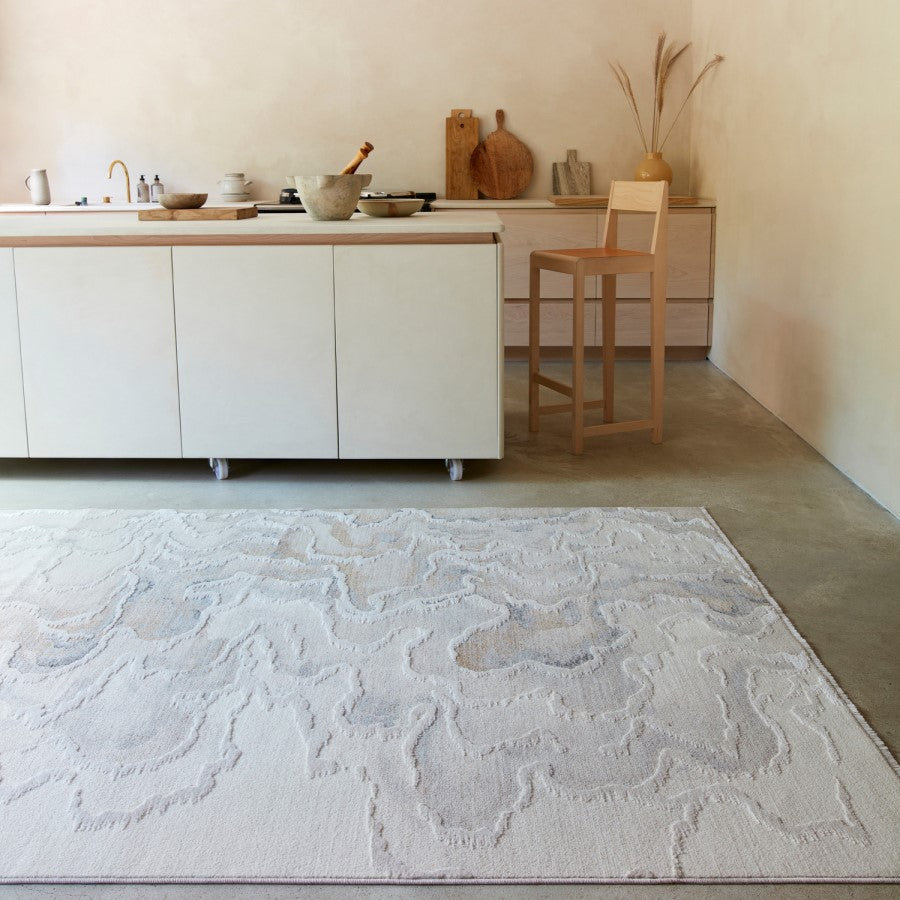 Large Cream Abstract Rug 300 x 200 cm – Seville Setas Modern Luxury Area Rug