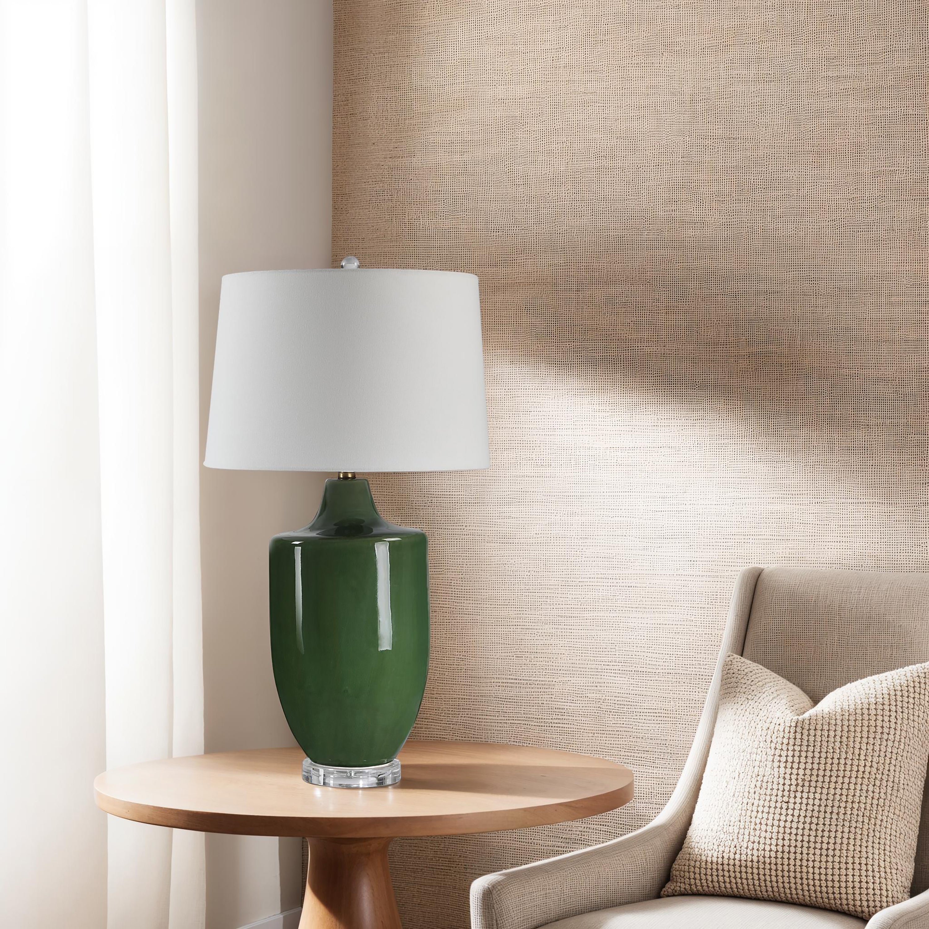 Everren Pesca 30.75" Height Table Lamp - Crackled Olive Green