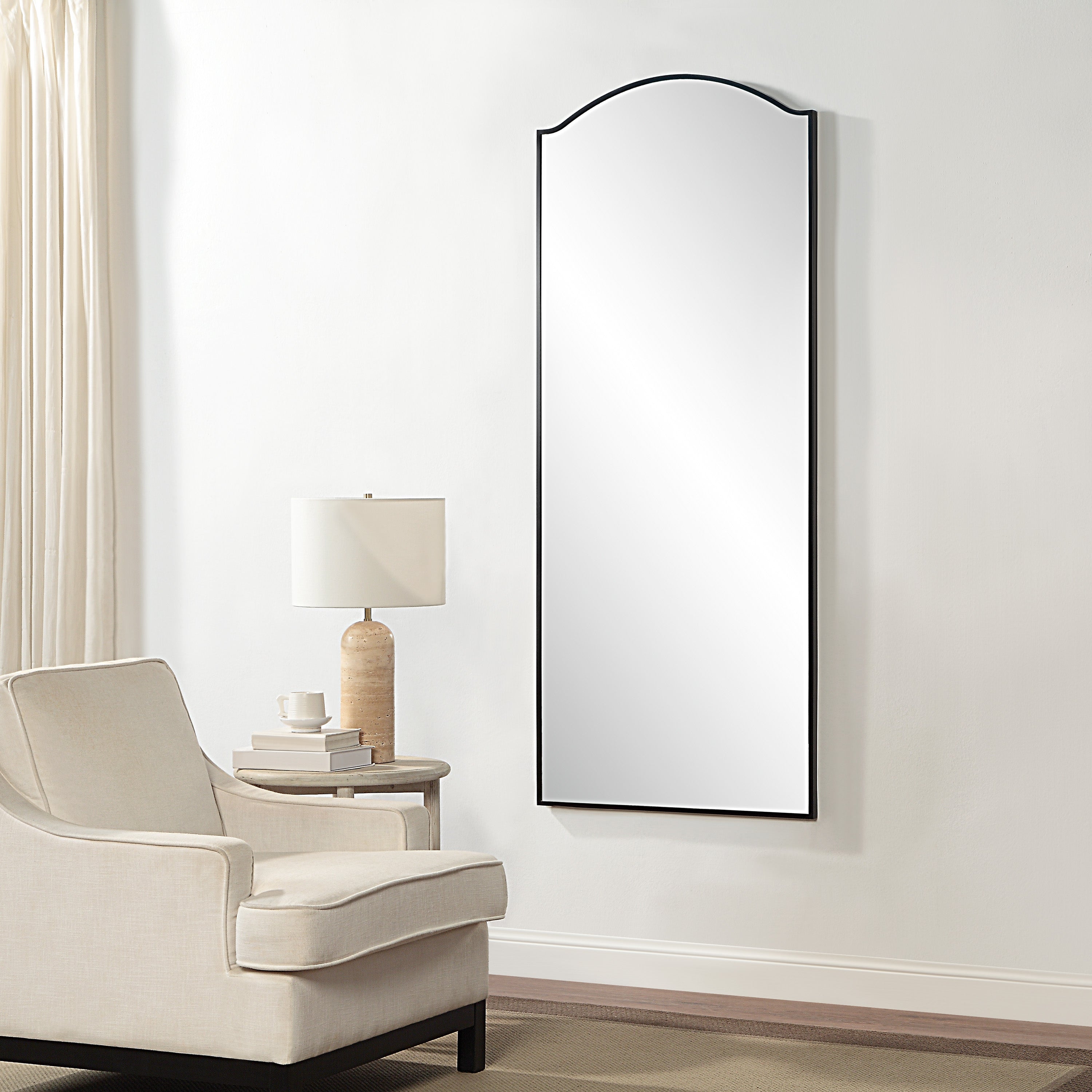 Renwil Balina 72" Tall Rectangular Arch Mirror - Matte Black