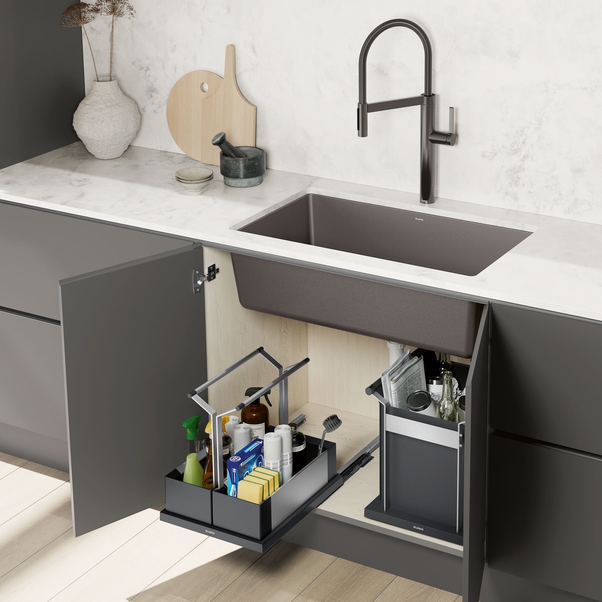Blanco Under Kitchen Sink Cabinet Storage Caddy  -  Double