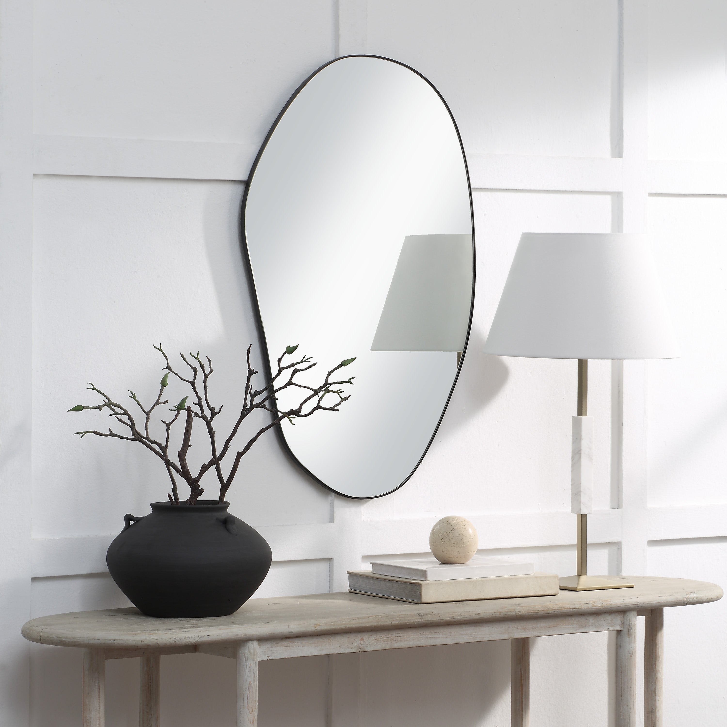 Renwil Gela 36" H x 23" W Wall Mirror - Black