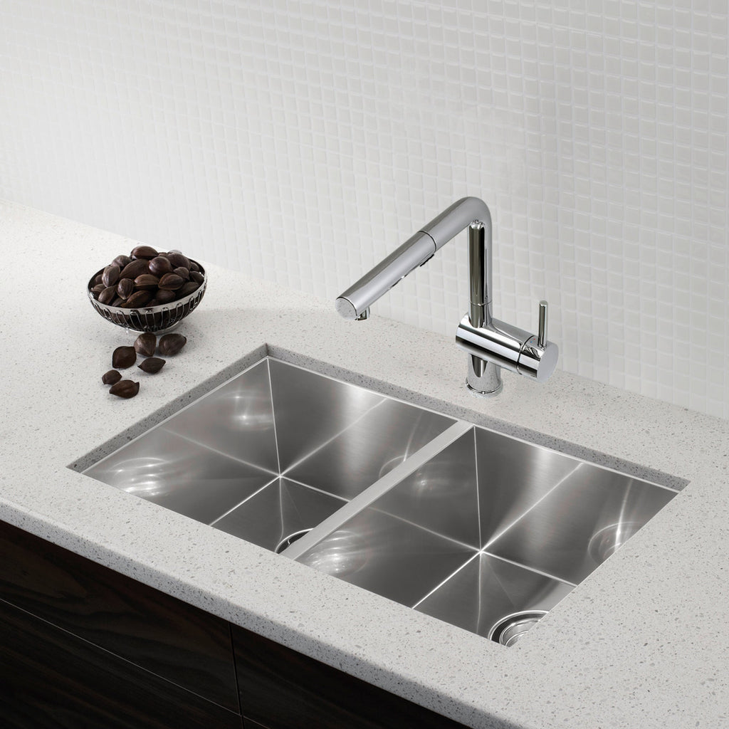 Blanco Quatrus R0 32" 50/50 Double Bowl Undermount Stainless Steel Kitchen Sink