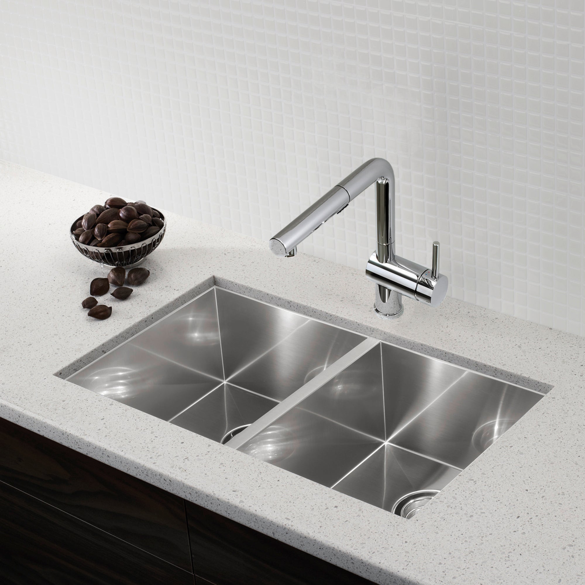 Blanco Quatrus R0 32" 50/50 Double Bowl Undermount Stainless Steel Kitchen Sink
