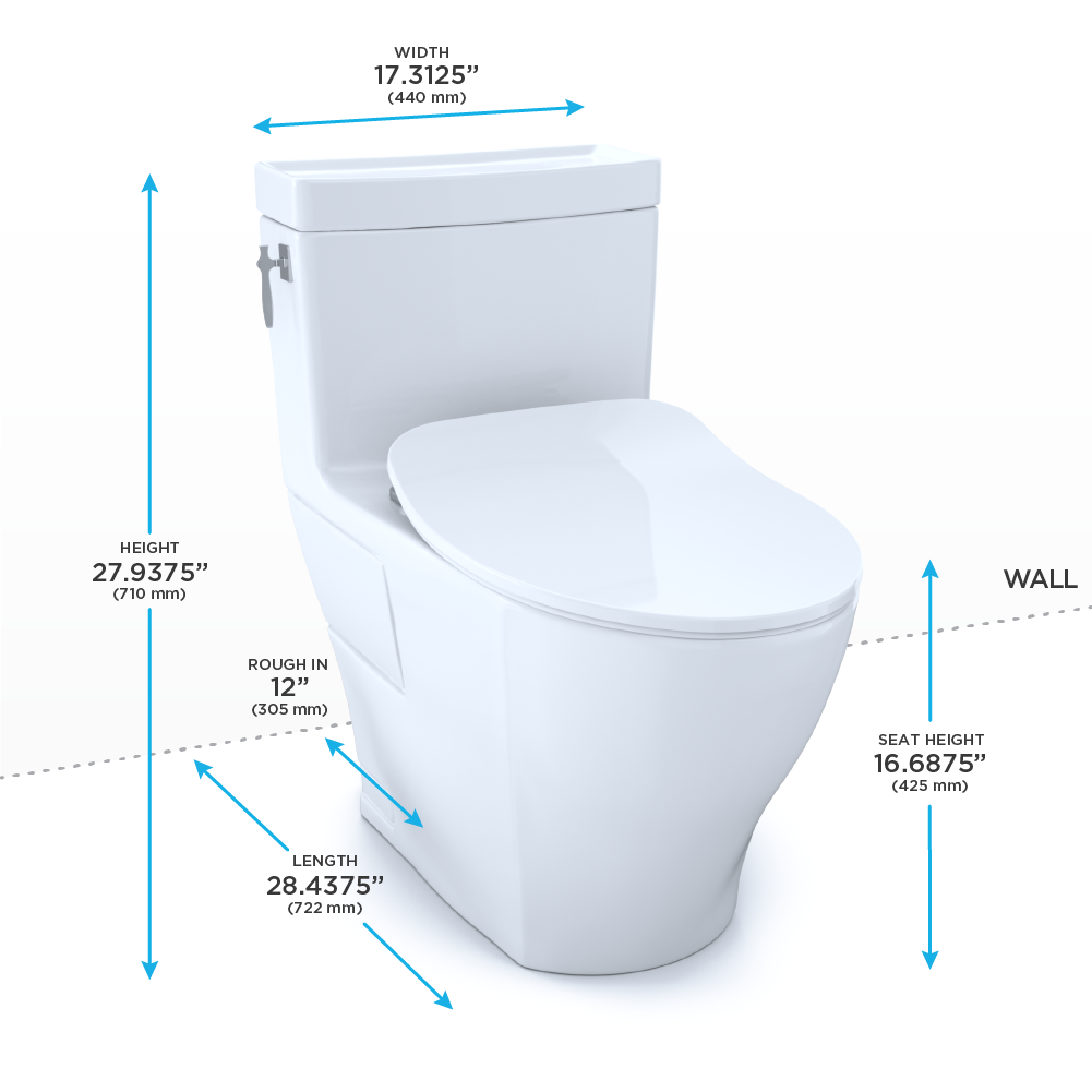 TOTO Aimes One Piece Elongated 1.28 GPF Toilet with Cefiontect and Softclose Seat - Washlet+ Ready