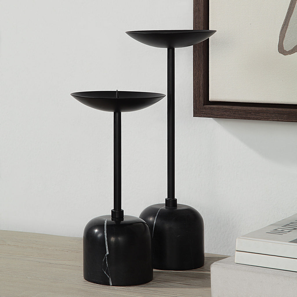Renwil Uma Indoor Iron Set of 2 Pillar Candle Holder - Matte Black