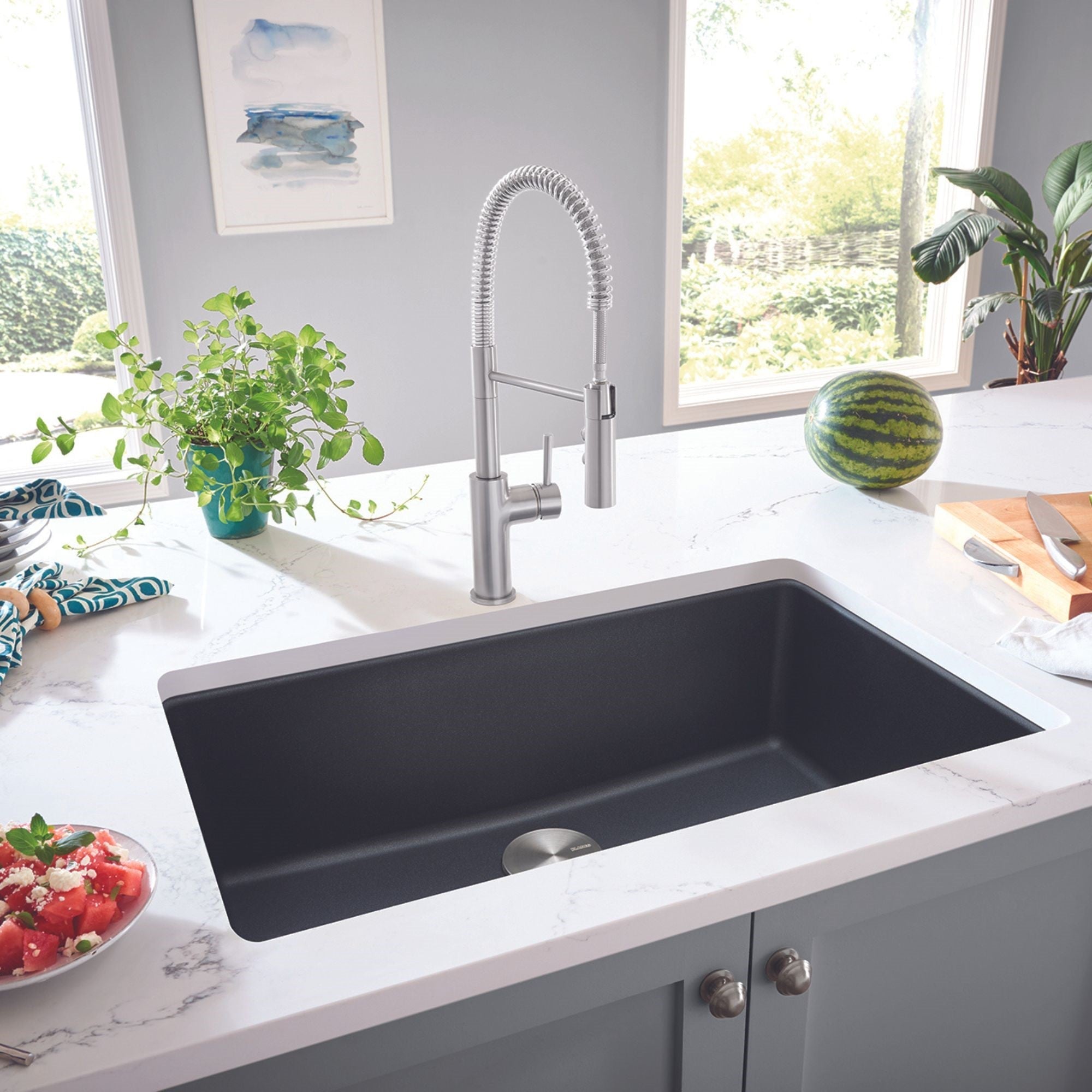 Blanco Liven Silgranit 33" Super Single Dual Mount Kitchen Sink