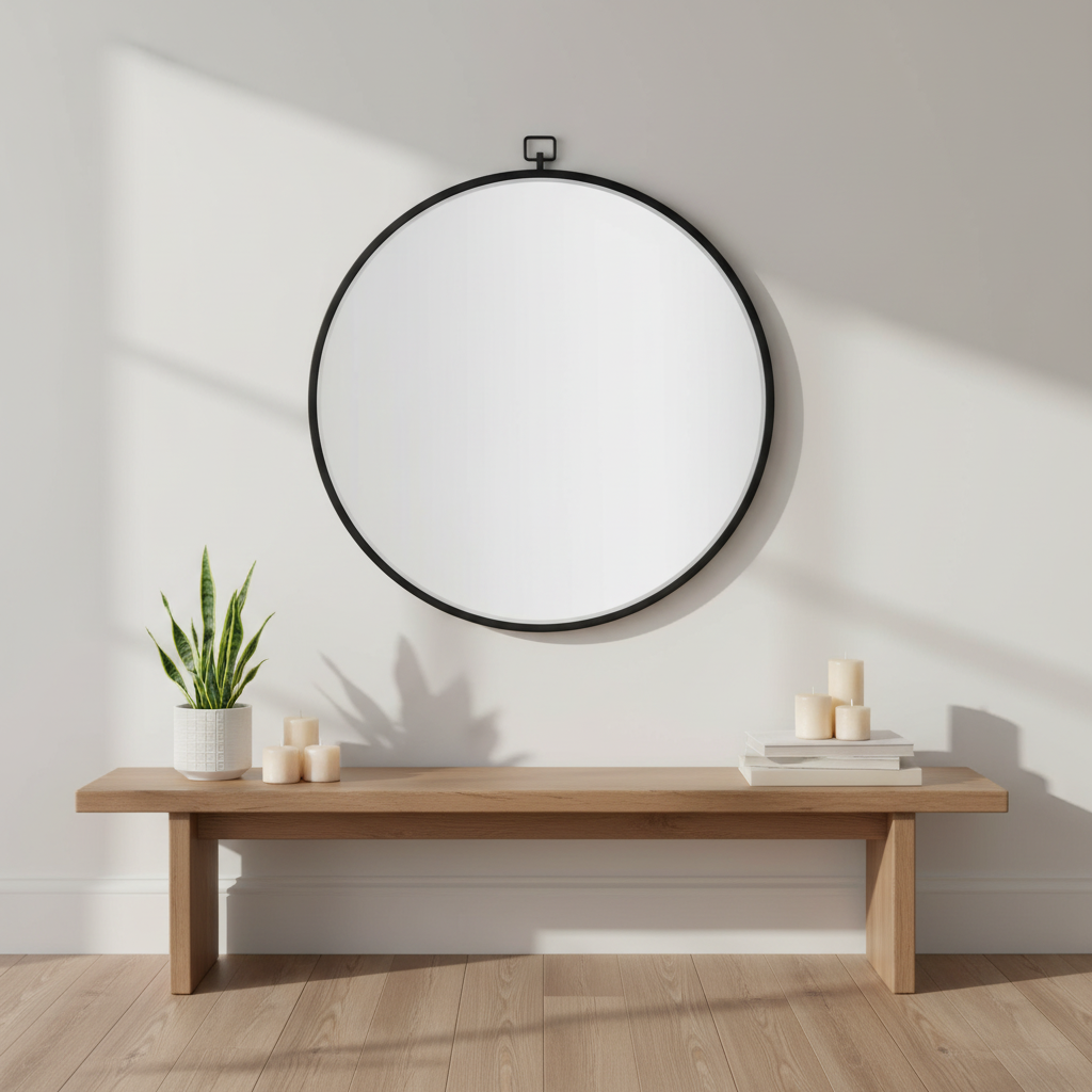 Renwil Rayden 38.5" Tall Round Wall Mirror - Black