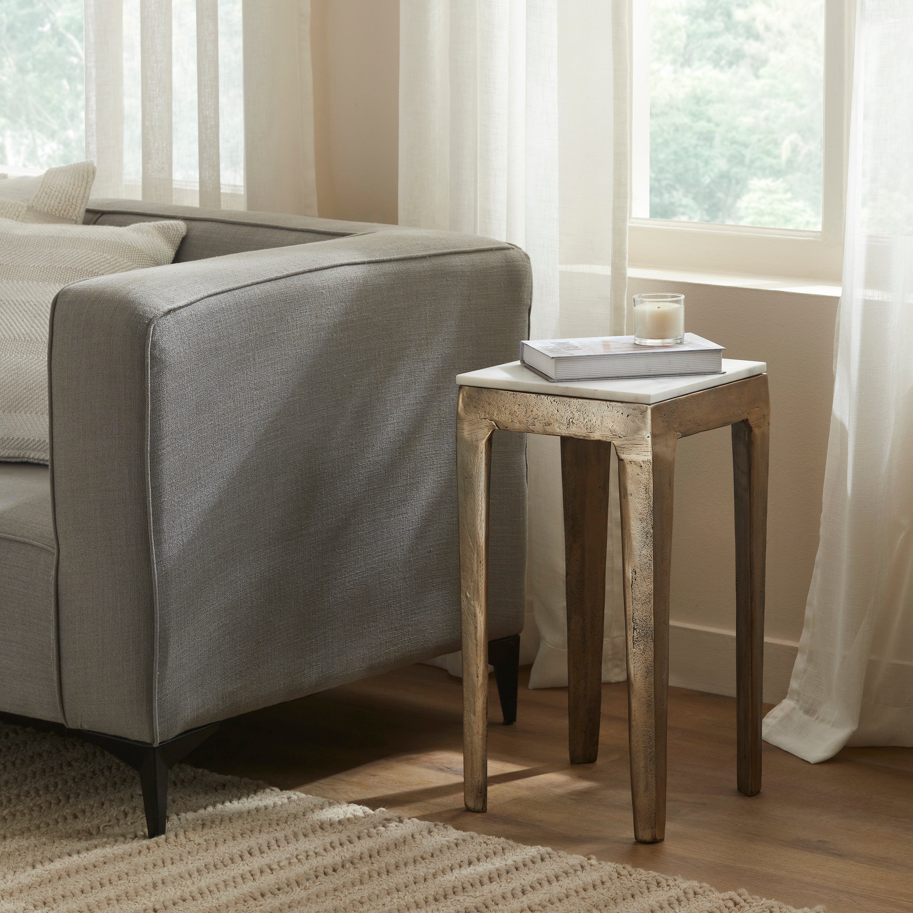 Renwil Abby Indoor Cast Aluminum Side Table - Antique Brass
