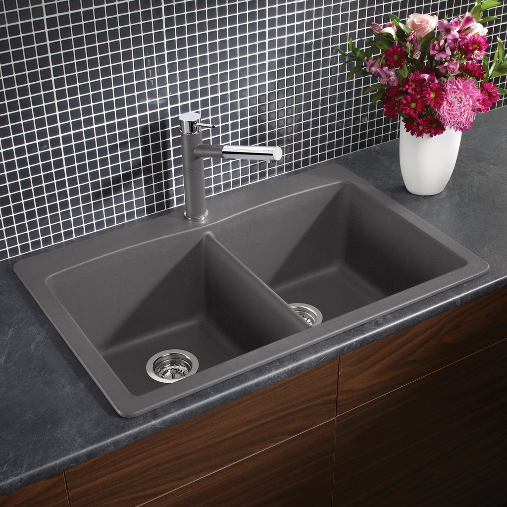 Blanco Diamond Silgranit 33" 50/50 Double Bowl Dual Mount Kitchen Sink