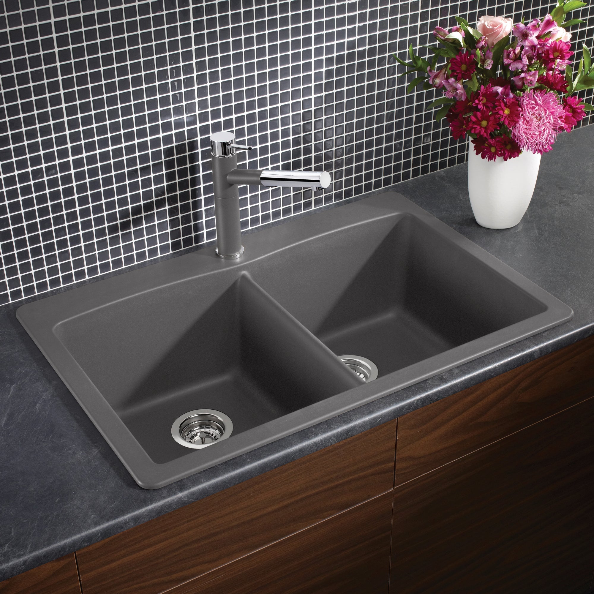 Blanco Diamond Silgranit 33" 50/50 Double Bowl Dual Mount Kitchen Sink