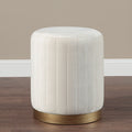 Renwil Baylor Indoor Poly-Velvet Ottoman - Off-White