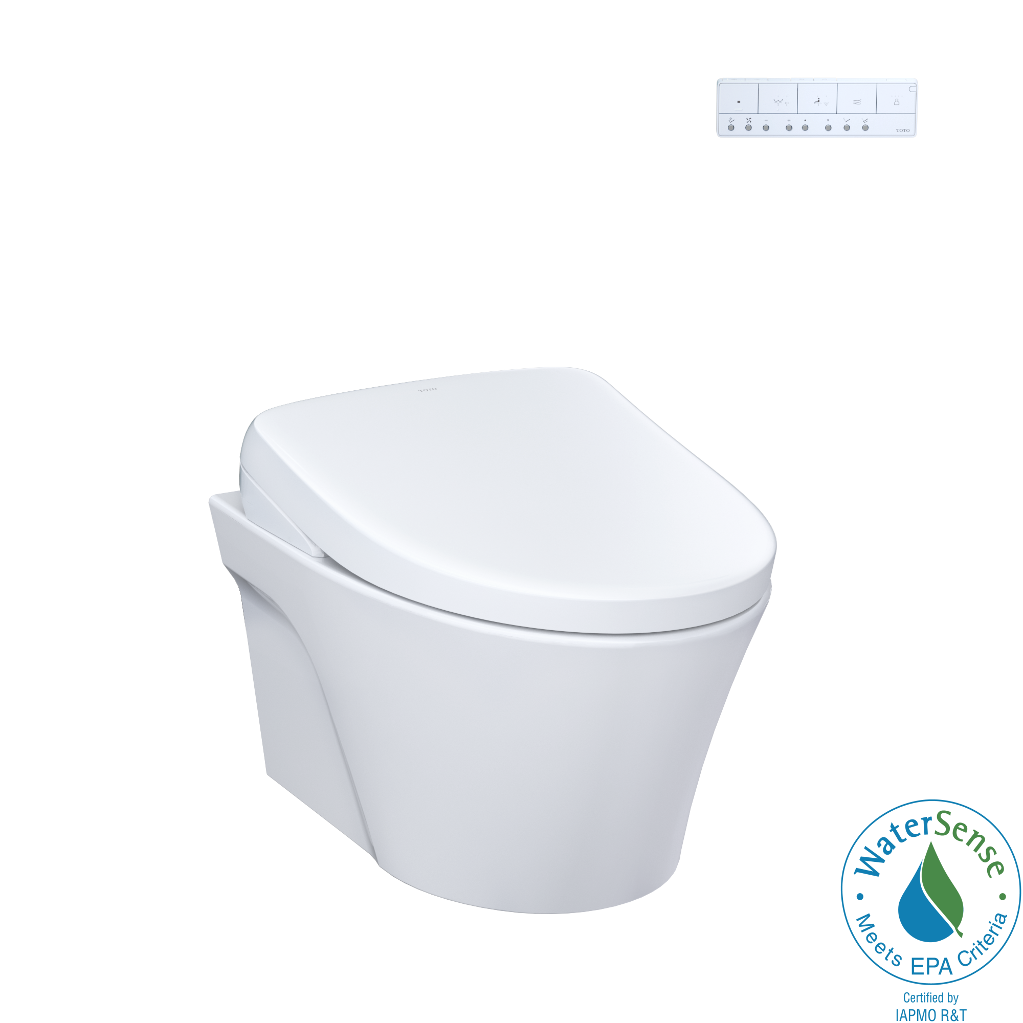 TOTO Washlet+ Ap Wall Hung Elongated Toilet with S7 Contemporary Bidet Seat and Duofit In Wall 0.9 and 1.28 GPF Dual Flush Tank System