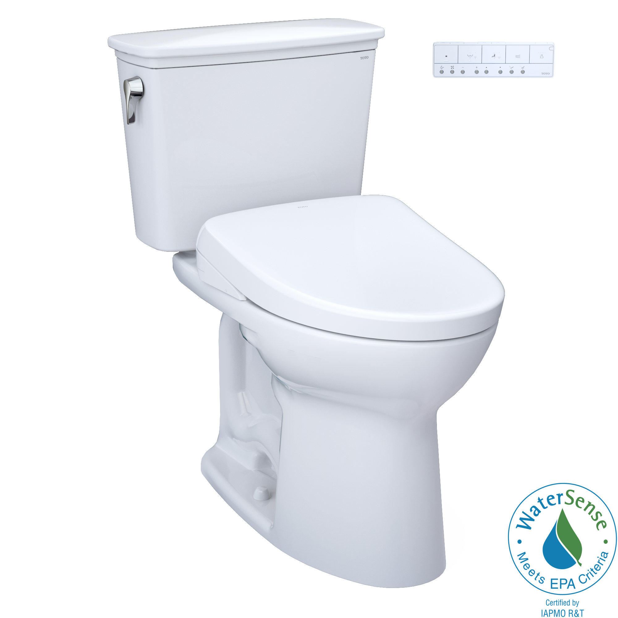 TOTO Drake Transitional Washlet+ Two Piece Elongated 1.28 GPF Tornado Flush Toilet with S7A Contemporary Bidet Seat