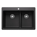 Blanco Liven Silgranit 33" 60/40 Double Bowl Dual Mount Kitchen Sink with Low Divide