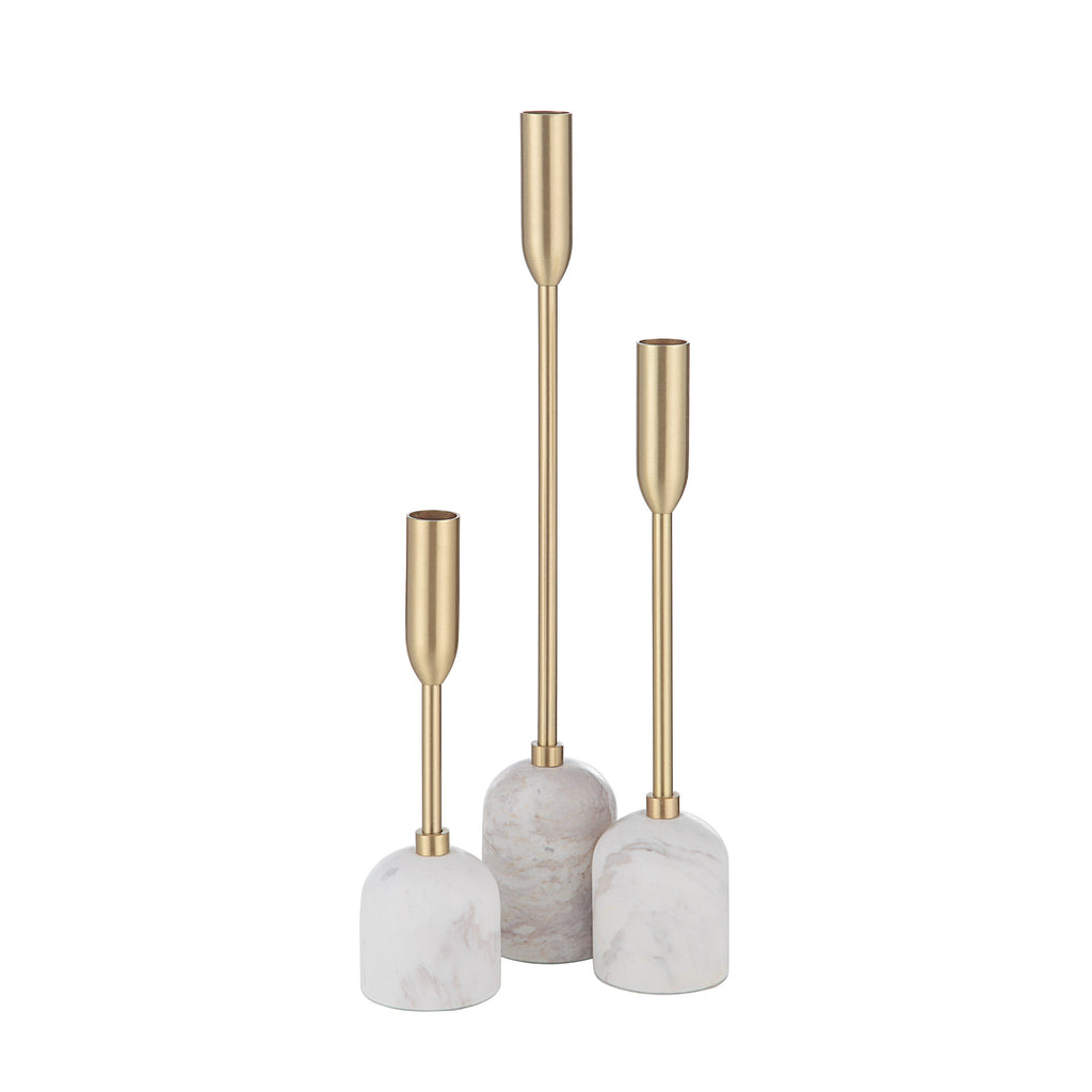 Renwil Marchesa Indoor Iron Set of 3 Tapered Candle Holder - Satin Brass