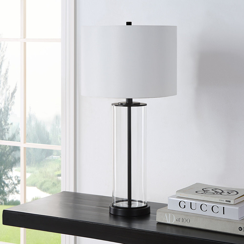 Everren Desdemona 28" Length Table Lamp (Set of 2) - Clear and Matte Black