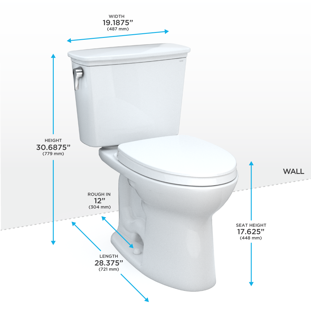 TOTO Drake Comfort Height Toilet - Two-Piece Elongated Washlet+ Ready Toilet with Tornado Flush, 1.28 GPF