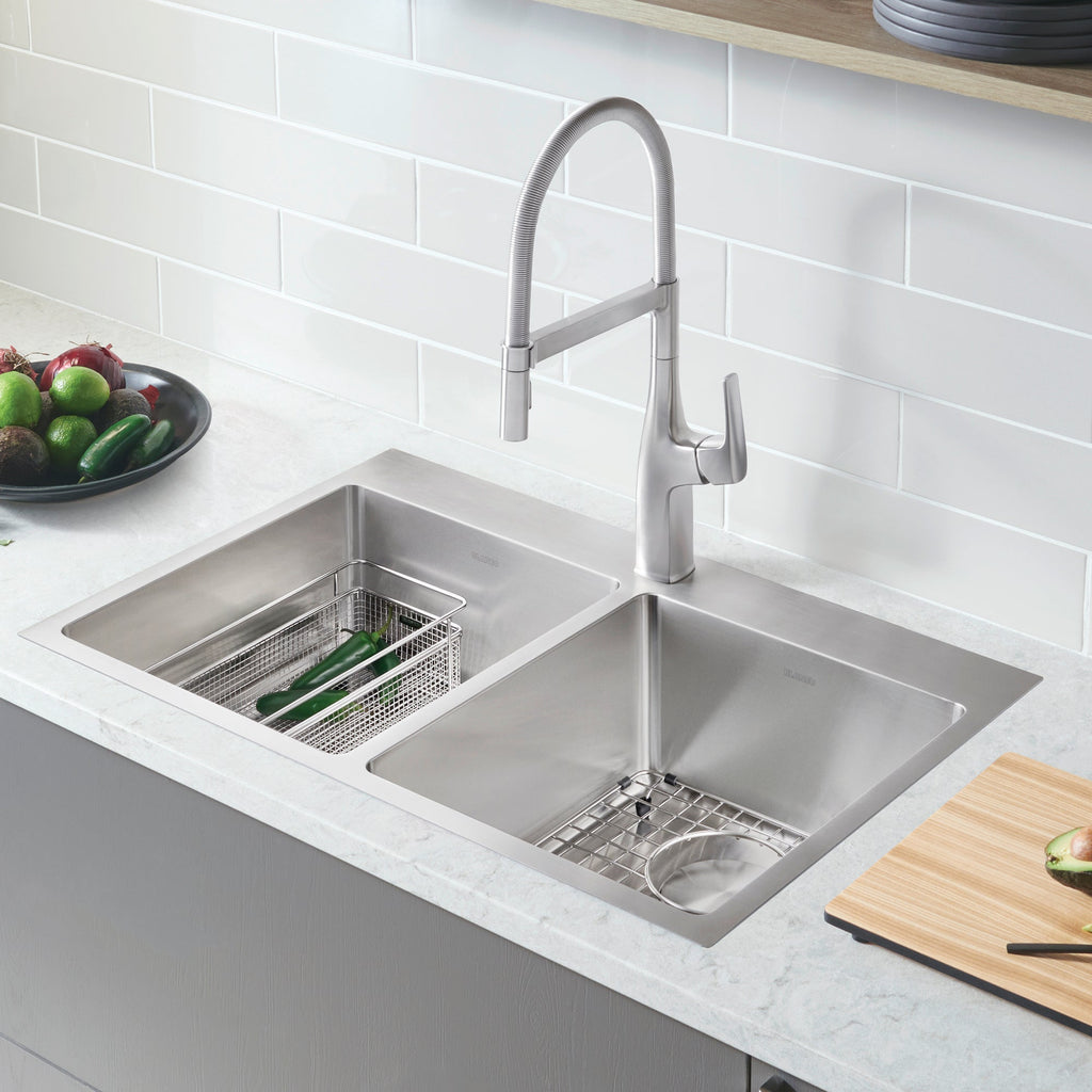Blanco Quatrus R15 31" 50/50 Double Bowl Dual Mount Stainless Steel Kitchen Sink