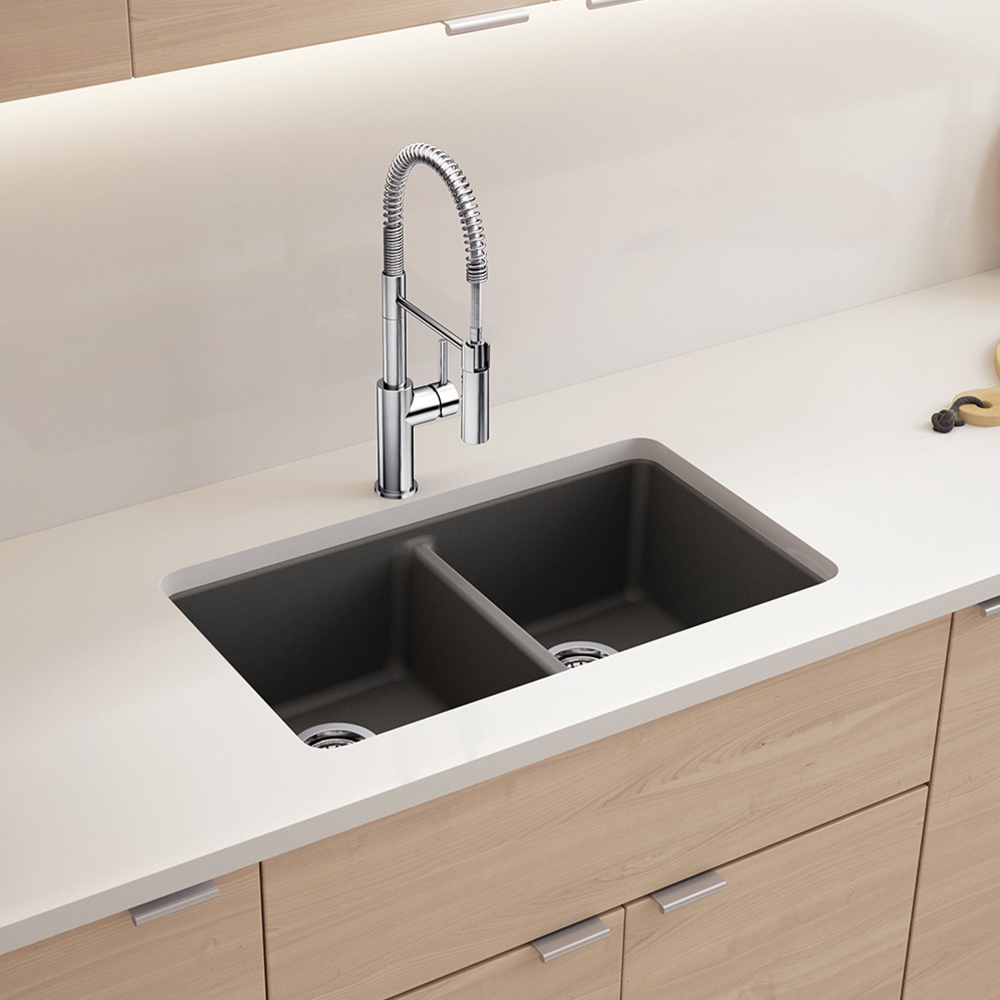 Blanco Liven Silgranit 33" 50/50 Double Bowl Dual Mount Kitchen Sink with Low Divide