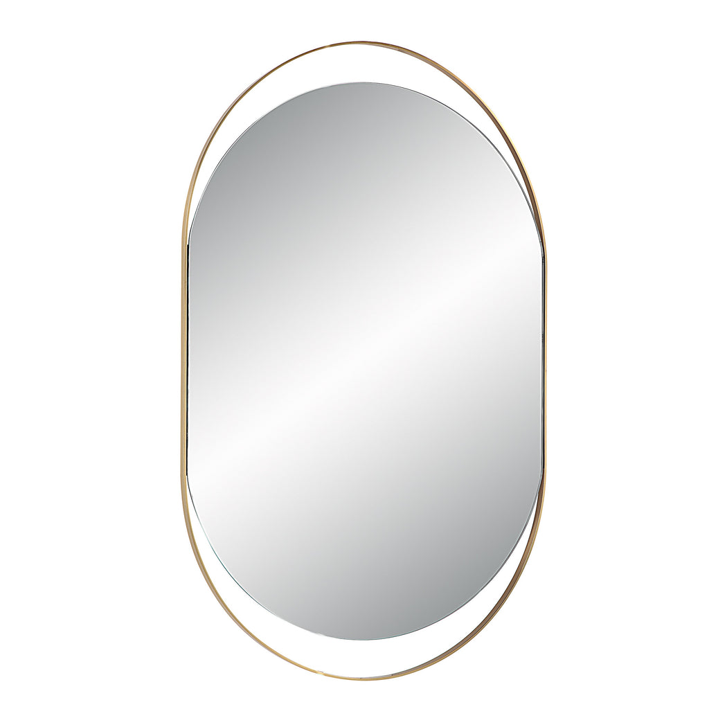 Renwil Ecru 40" Tall Pill Oval Mirror - Satin Brass