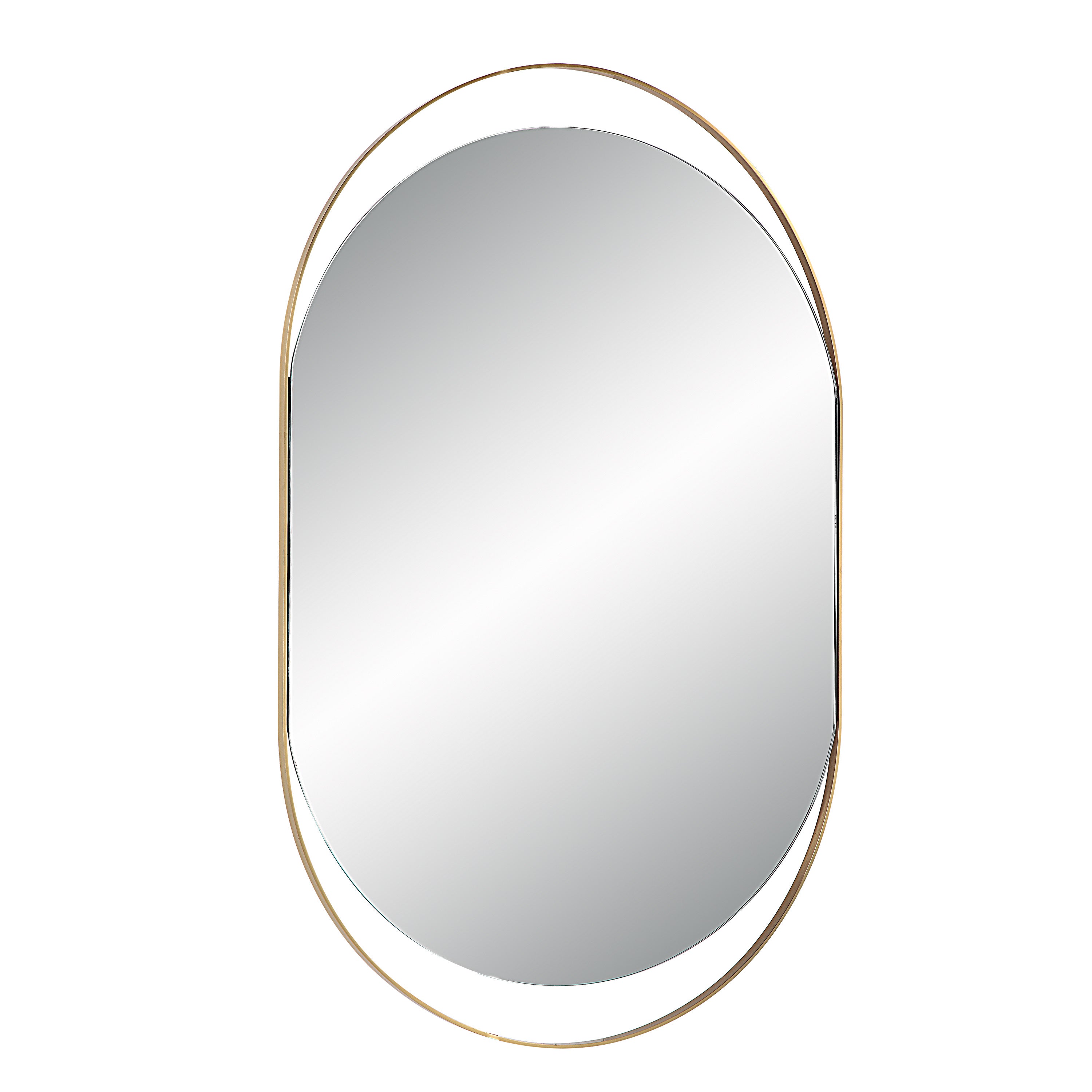 Renwil Ecru 40" Tall Pill Oval Mirror - Satin Brass