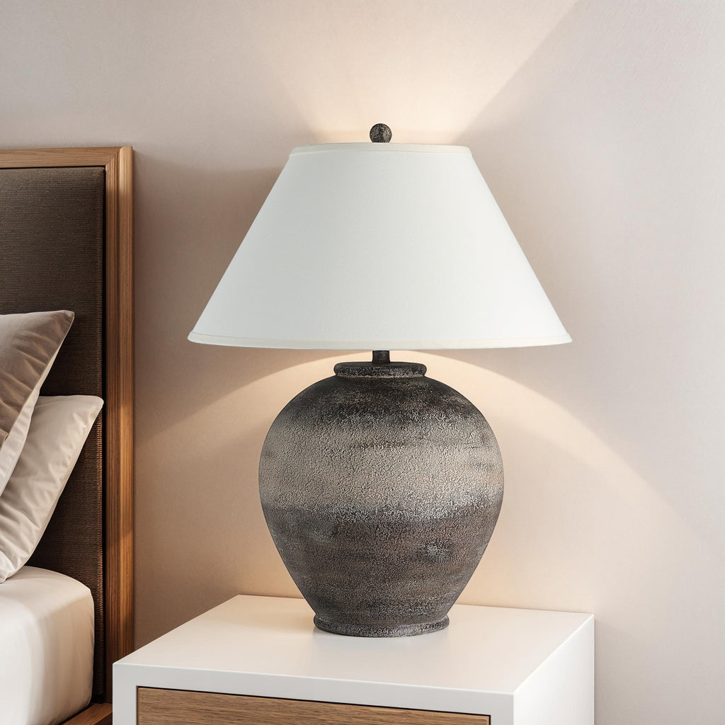 Everren Bronce 29" Height Table Lamp - Dark Brown & Beige