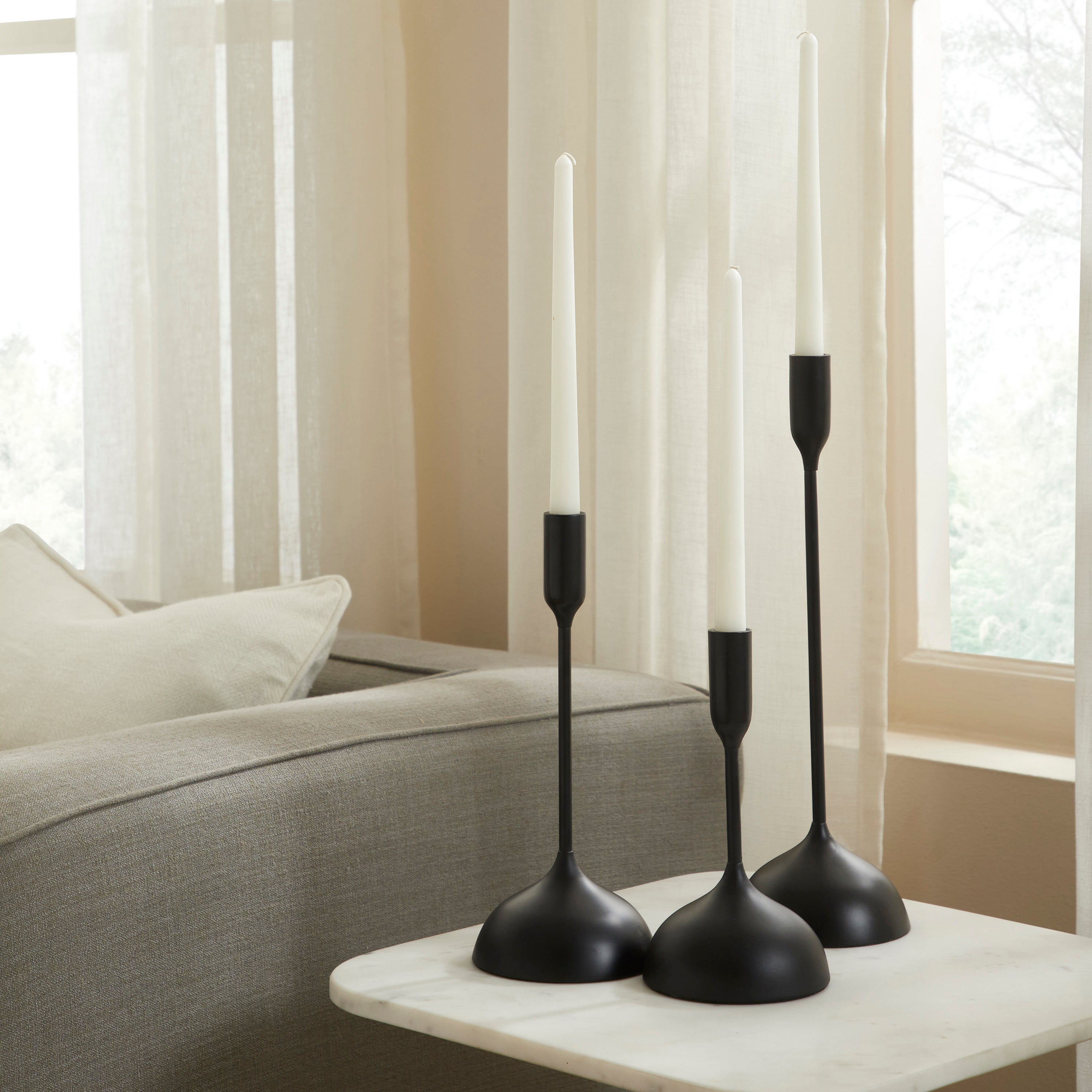 Renwil Chambers Indoor Aluminum Set of 3 Tapered Candle Holder - Matte Black