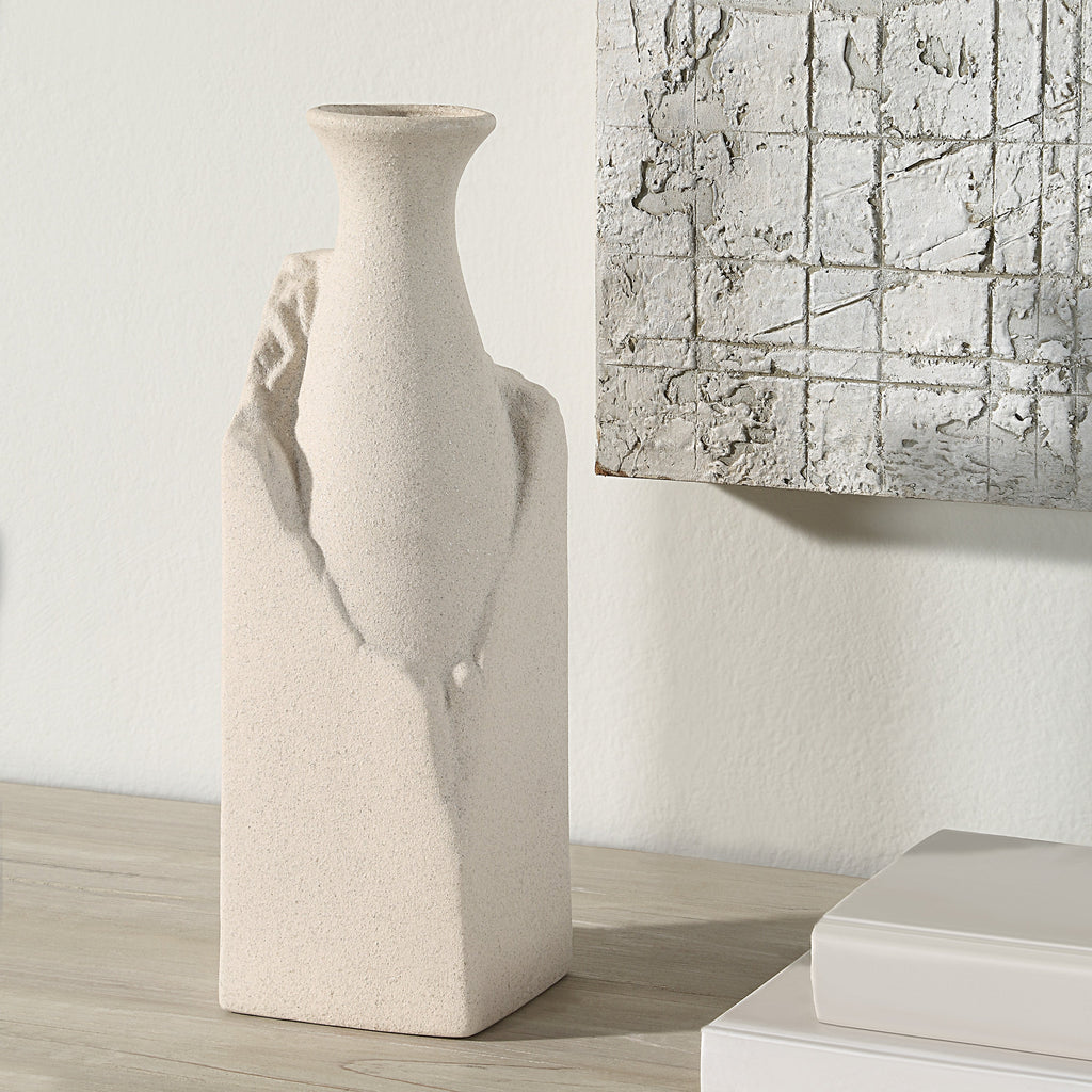 Renwil Adonia Indoor Porcelain Ceramic Vases - Te xtured Cream